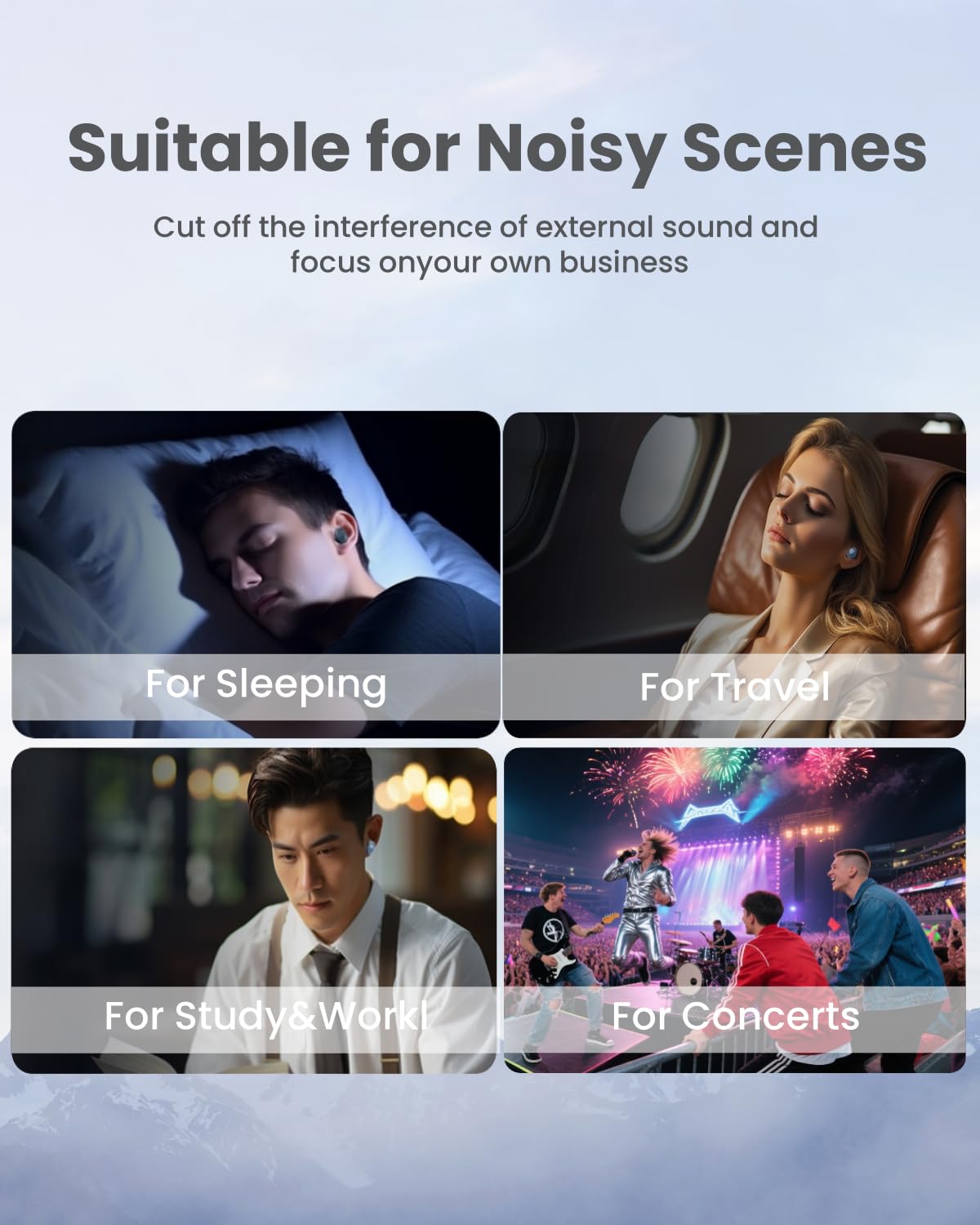 Tappi per le orecchie per dormire con cancellazione del rumore 48 dB, tappi per le orecchie riutilizzabili impermeabili in silicone con tecnologia AIRFeeling, include 8 tappi per le orecchie