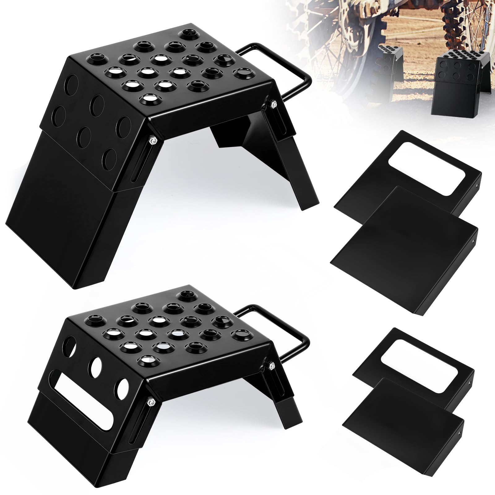 'DaisyInner 2 Pcs Moto Starting Block Aid Adjustable 3-9'' Starting Blocks Motorsport Foot Stool Dirt Bike Accessories for E Bikes Youth Moto Crossers Touring Motorcycles'