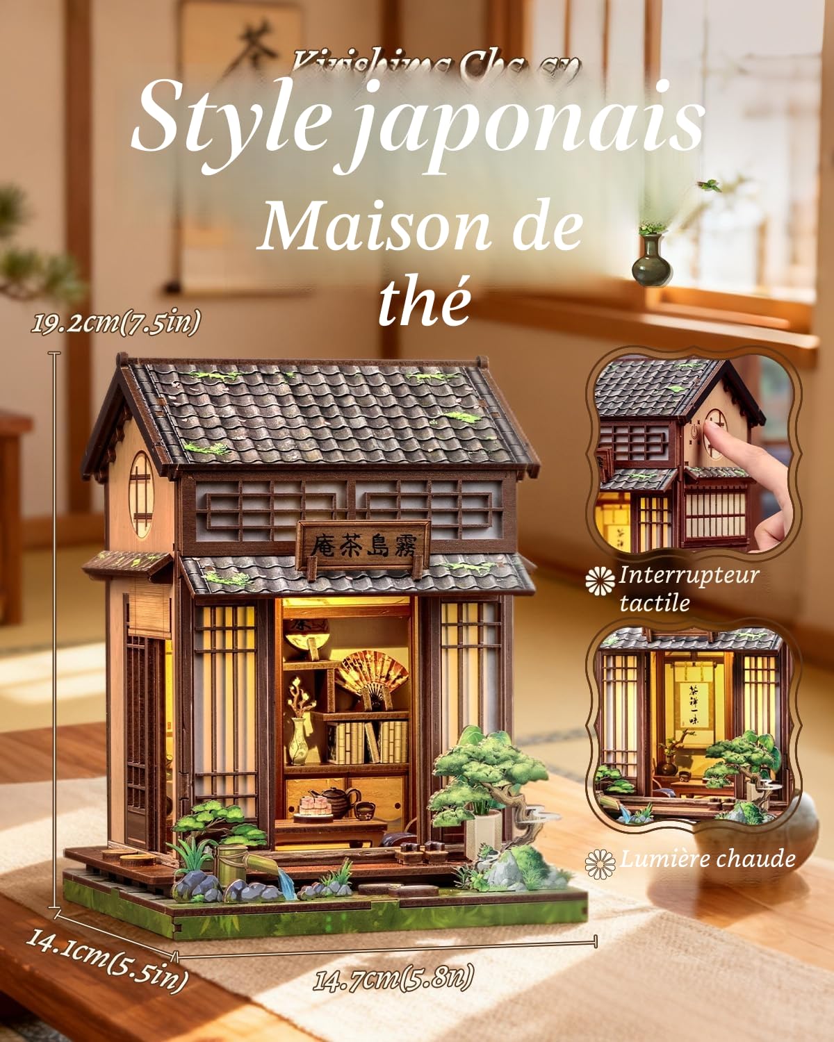 Cutefun Japanese Book Nook - Mit LED-Licht DIY Miniature houseals, Geschenk für puzzleliebhaber -2er-Pack (Izaka-ya Kurosawa&Kirishima Cha-an)