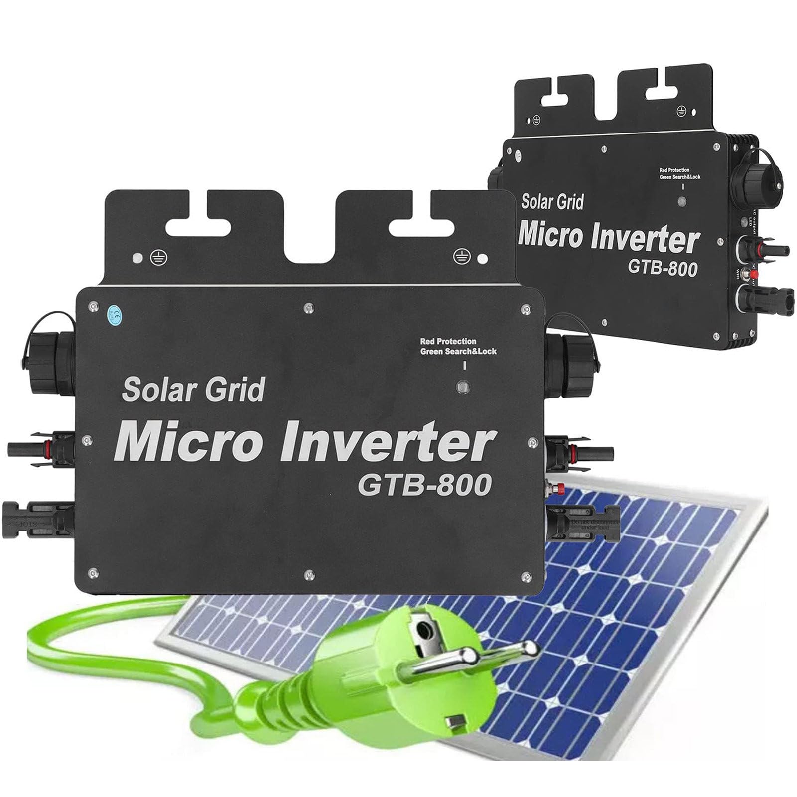 Inverter A Griglia 600/800W,Micro Inverter Solare Impermeabile Ip65,Micro Inverter in Lega di Alluminio,Impermeabile Ip65 MPPT Dc22-50V Pv Input AC 110/220V Output Pannello Solare,800W-220V