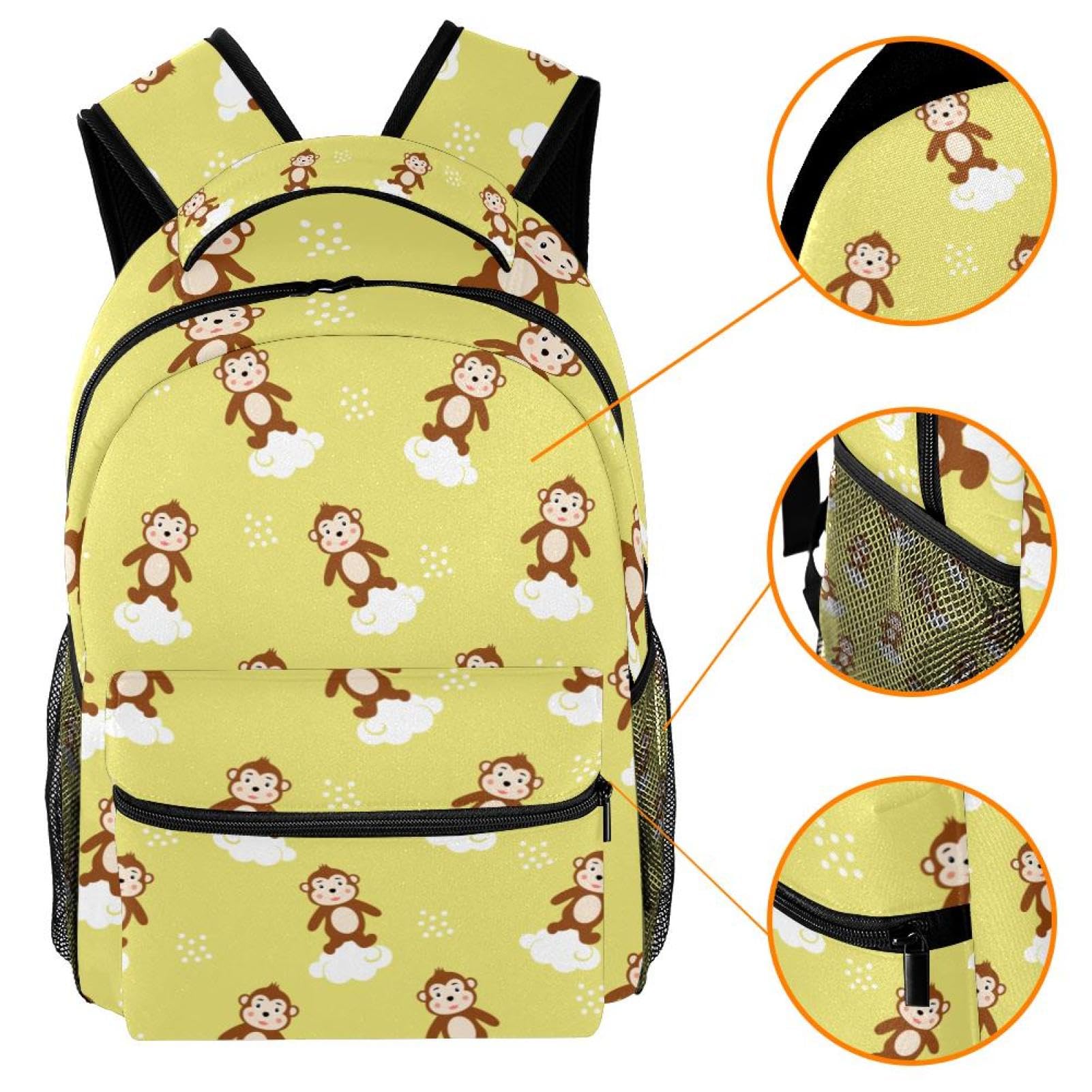 Zaino scolastico per uomini e donne, borsa da viaggio per computer portatile con scimmia, leggera, zaino casual per libri