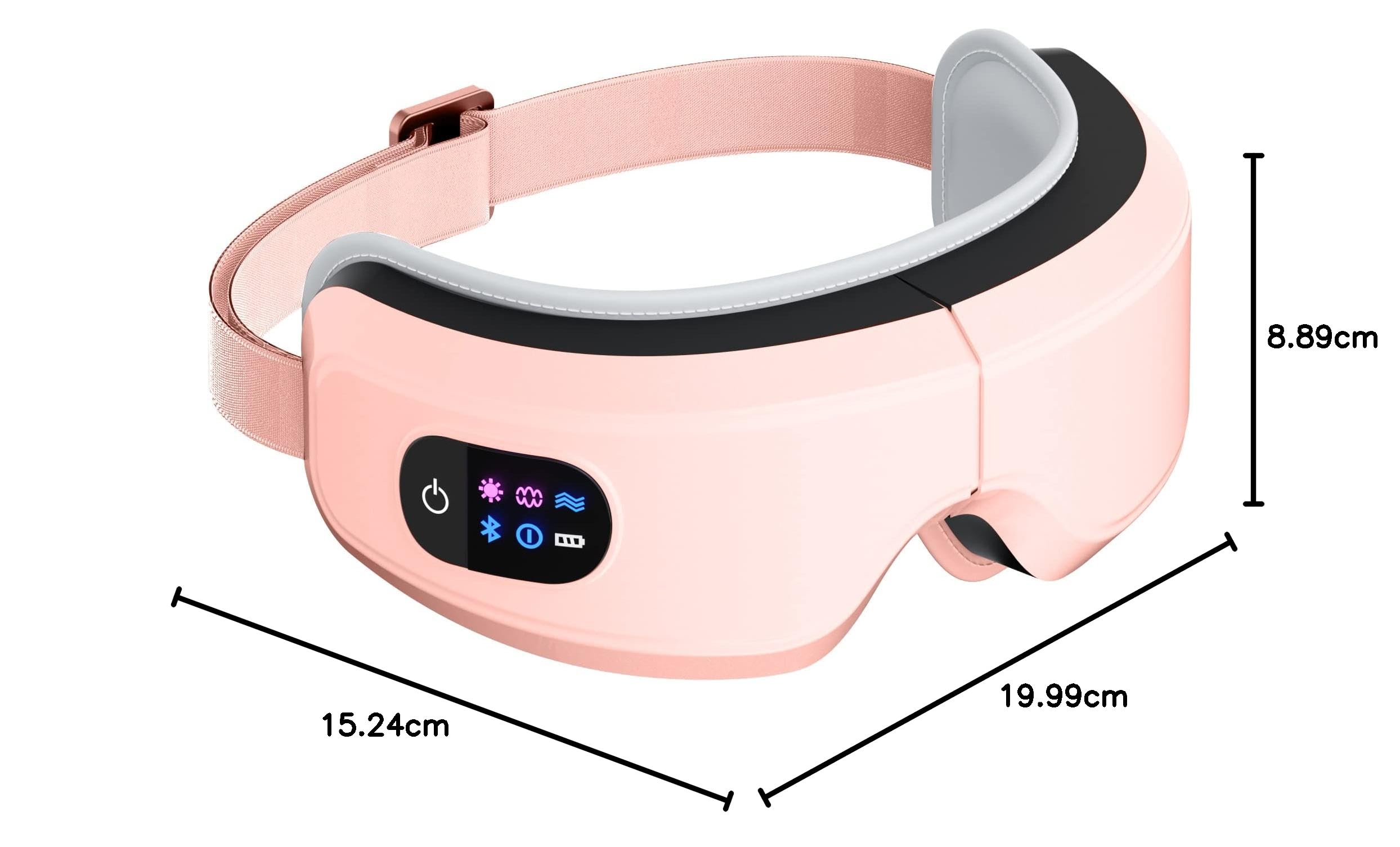 Masseur pour les yeux avec pétrissage d'airbag, compression chaude à température constante, vibration multi-fréquences et musique Bluetooth (L, rose)