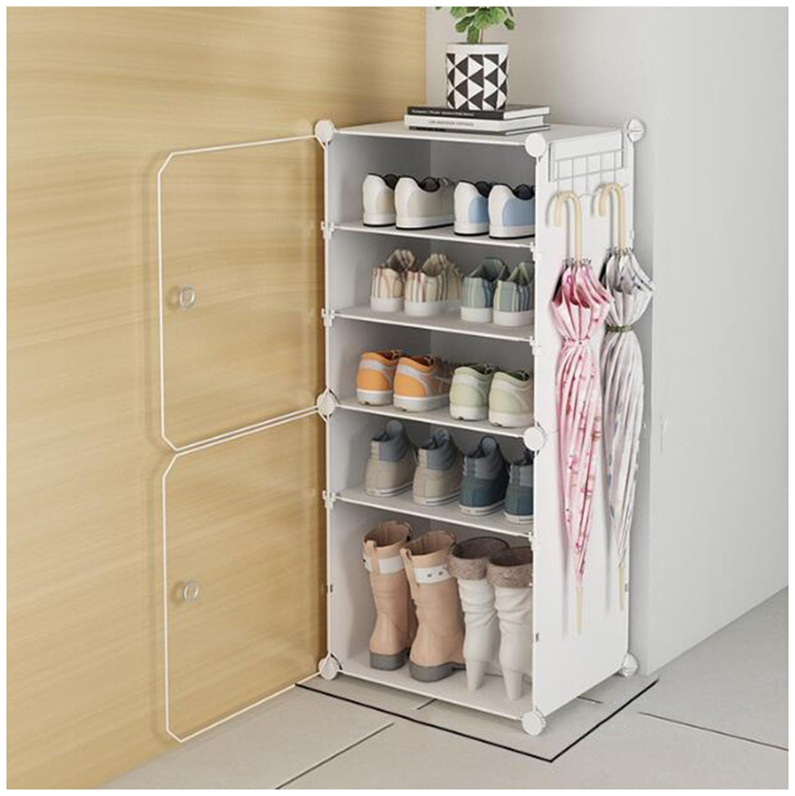 Meuble à chaussures compact blanc Dusoof pour petit espace et placard