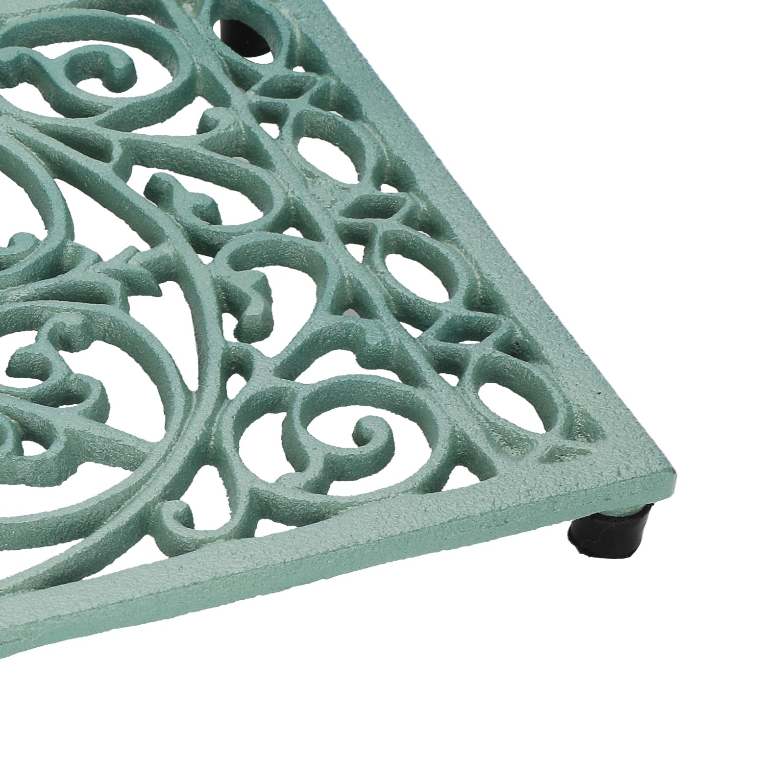 Dessous de Plat rectangulaire en Fonte Vintage avec Pattes en Caoutchouc protéger Les Plats Chauds Support pour Casserole pour la Cuisine et la Table à Manger (Vert，Style 3)