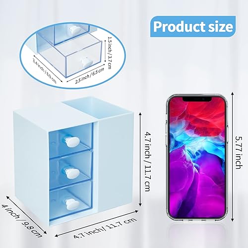 Miniatura 5 de LETURE Organizador de escritorio pequeño con cajón, caja de almacenamiento de oficina y negocios para tarjetabolígrafolápizmarcadorpapelería,