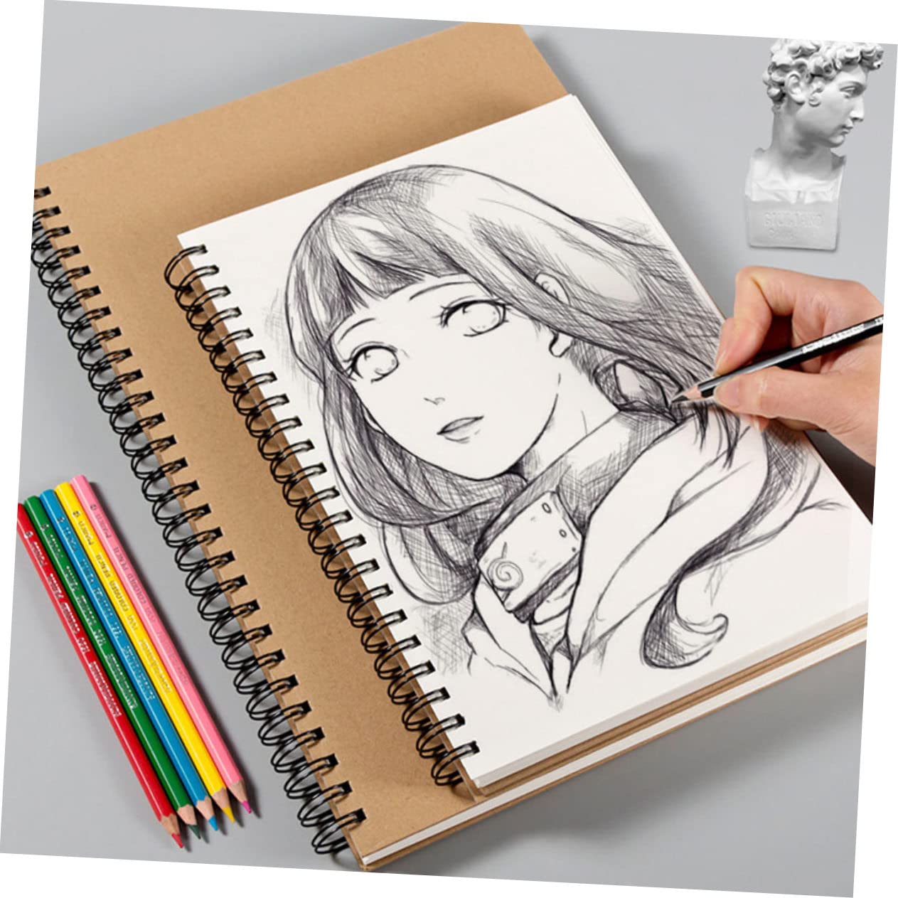 1 Pezzo Quaderno per Schizzi Copertina in Cartoncino Resistente Blocco da Disegno Rilegatura Spirale Fogli Spessi e Puliti per Pittura e Disegno