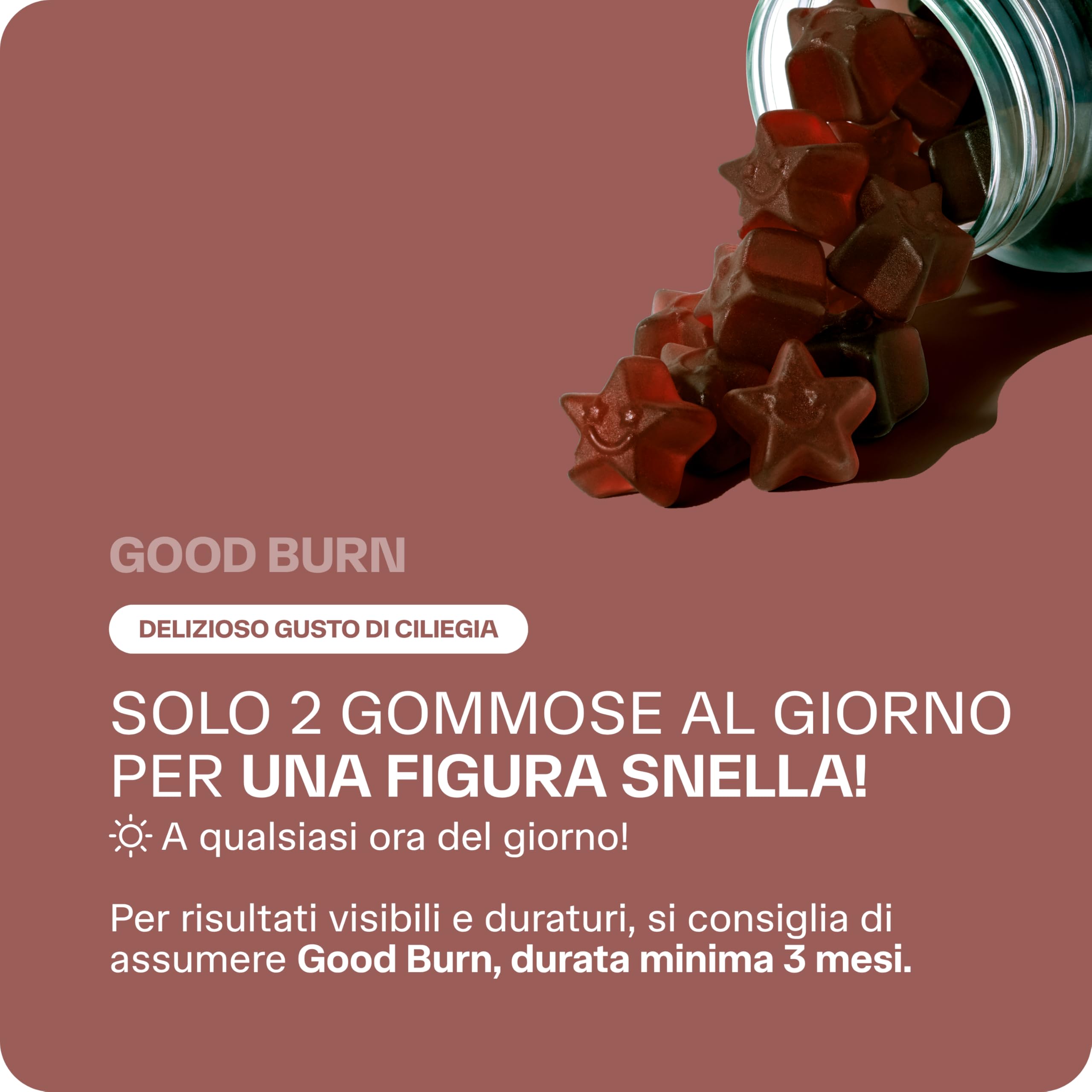 Lashilé Beauty Good Burn – Gummies Dimagranti Bruciagrassi – Cola, Tarassaco, Moringa, Vit C, Zinco – Vegan Senza Zuccheri – 3 Mesi - 180 Gummies