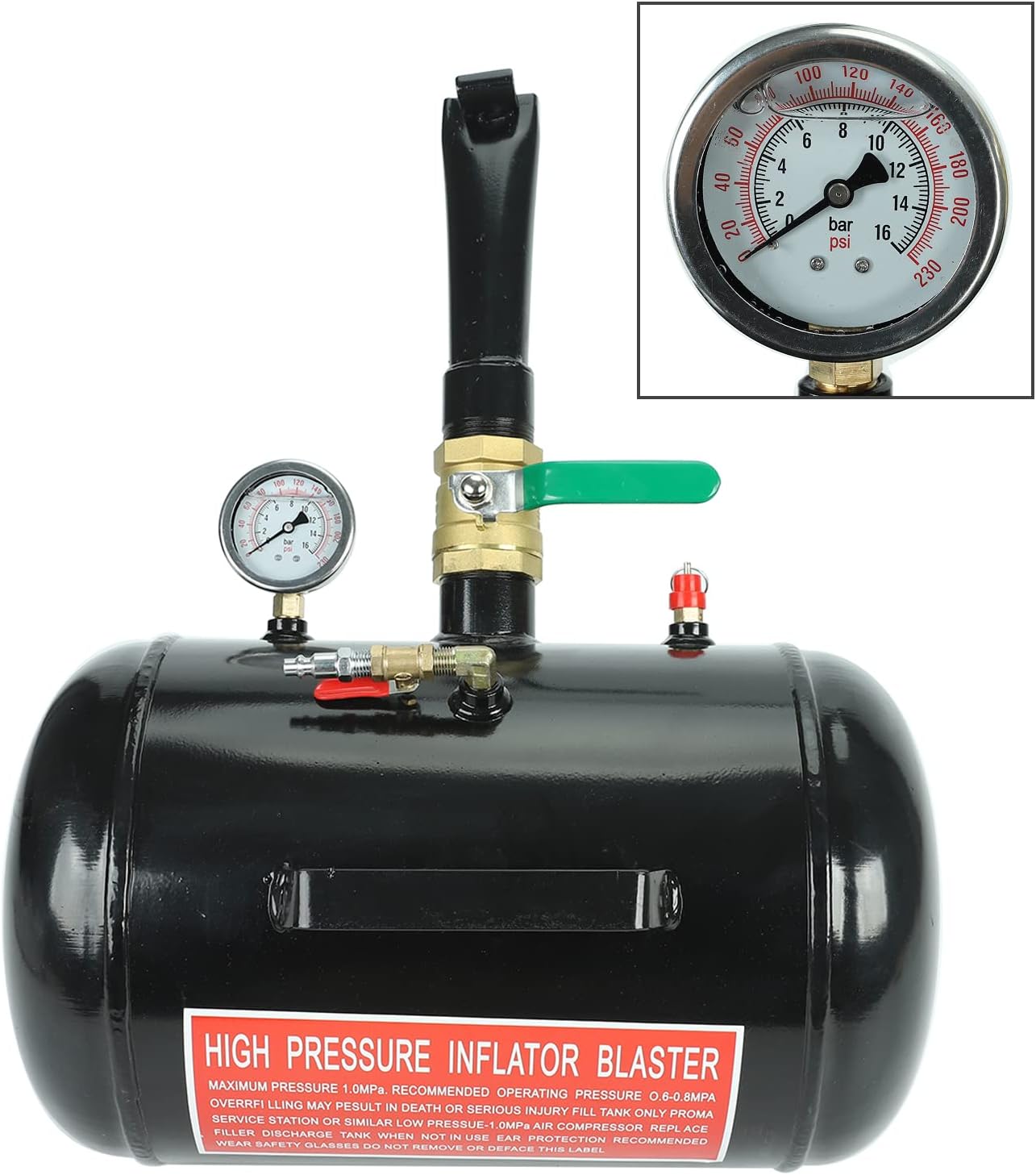 5 Gallon Air Tire Bead Seater - 145PSI Blaster Tool Seating Inflator w/Gauge Car Truck ATV Tank Heavy Duty - Black