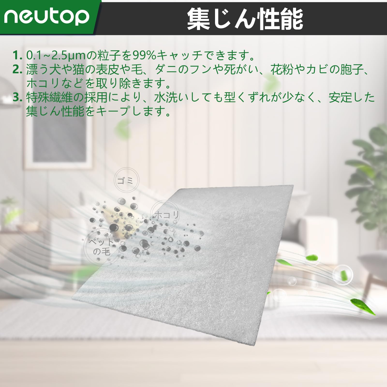 Amazon.co.jp: Neutop 集塵フィルター 富士通ゼネラル脱臭機 DAS-303B