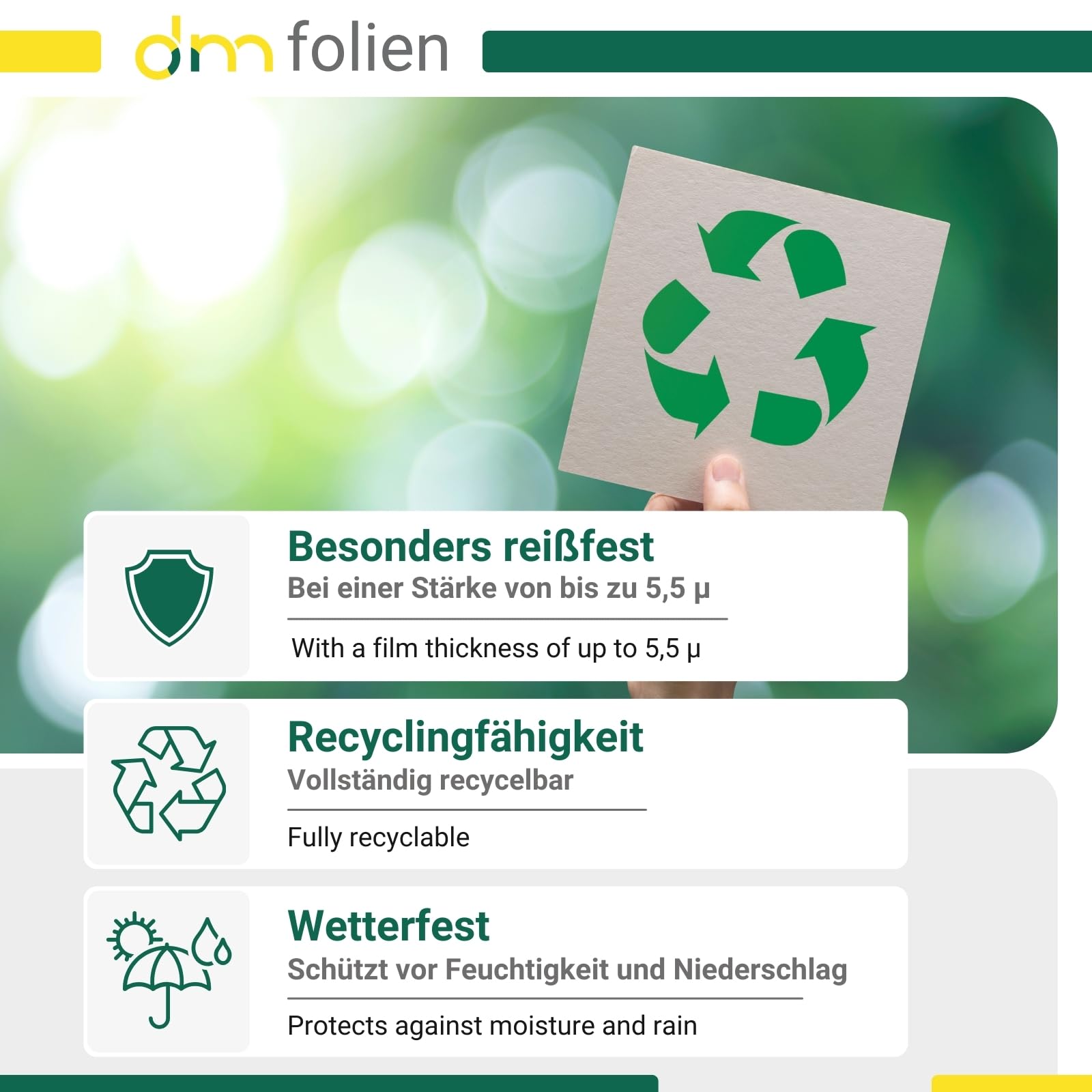 dm-folien Transparente Müllbeutel 60 Liter I 2000 Stück I 630 x 740 mm I Hochwertige Müllsäcke ohne Zugband I HDPE-Mülltüten 5,5 my I Premium Abfallsäcke für Restmüll I stabil & reißfest