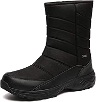 SILENTCARE Men's Waterproof Insulated Snow Boots Mid-Calf Warm Fur Lined Anti-Skid Slip-On Winter Outdoor
