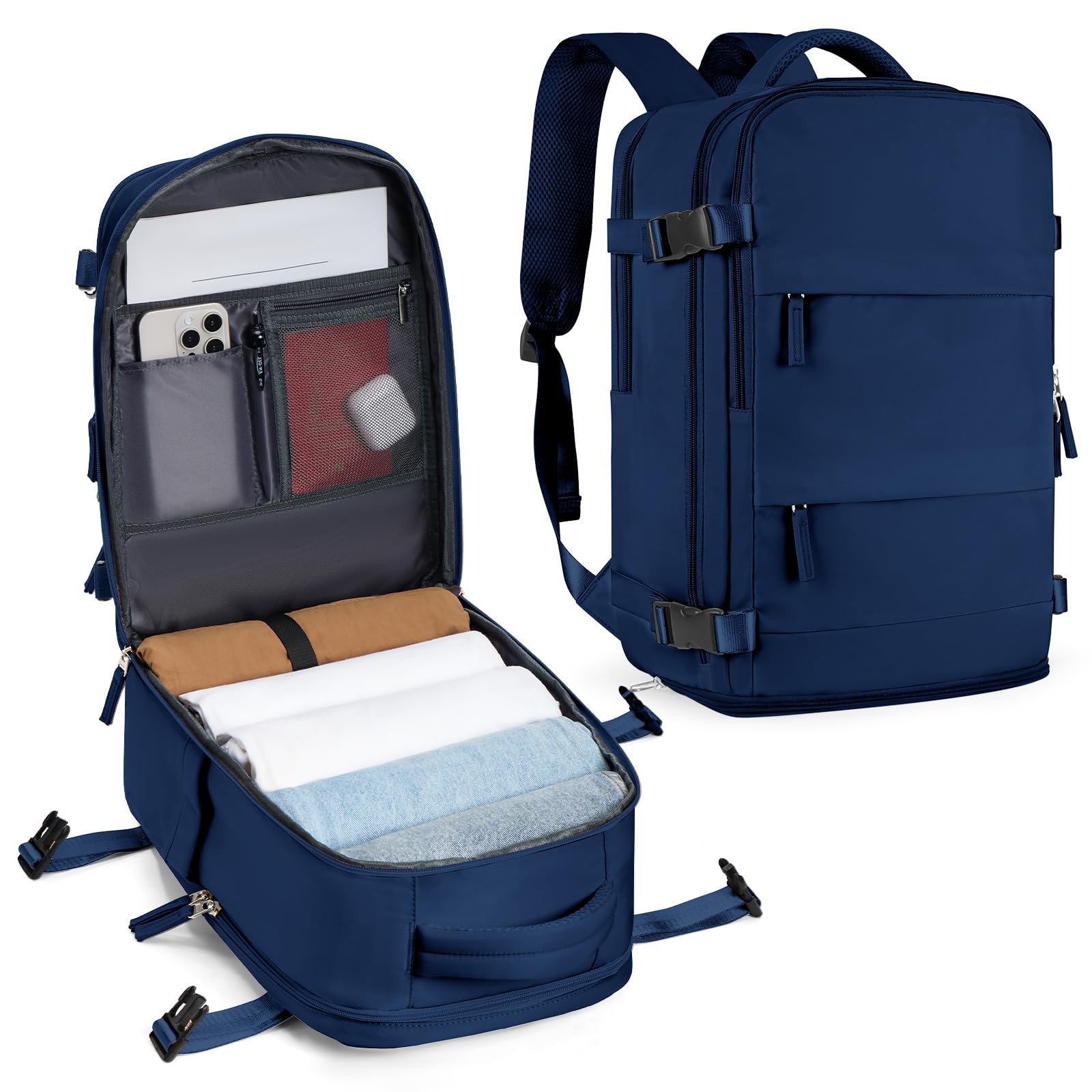 SZLX Vakuum Rucksack 40x30x20 Wizz air Handgepäck Rucksack 40x20x25 für Ryanair Vakuum Reiserucksack Flugzeug Easyjet Handgepäck 45x36x20 Laptop Rucksack 14 Zoll mit Schuhfach für Herren Damen