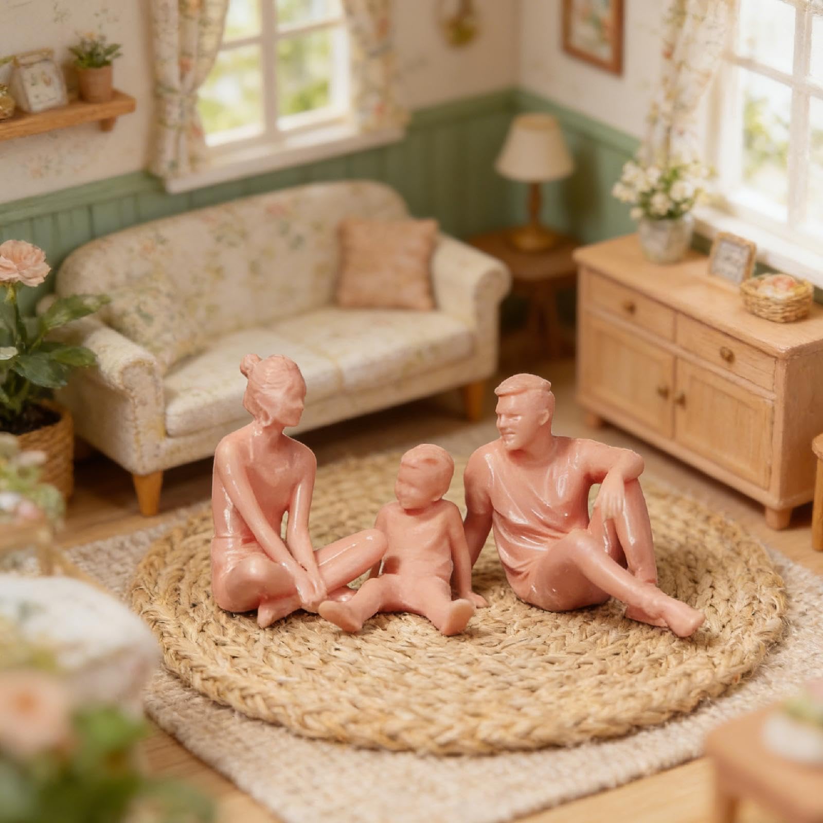 Famiglia di Tre Miniature di Statuette in Resina per Decorazioni paesaggistiche Micro, Regalo in Miniatura, sculture di Famiglia per Anniversario e, Style C
