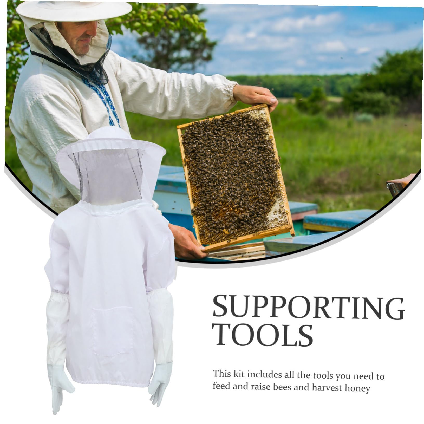 Lange Imkerhandschuhe aus Polyester und Wildleder Bienenschutzhandschuhe für Bienenzucht Komfortabel und Langlebig für Imkereiarbeit