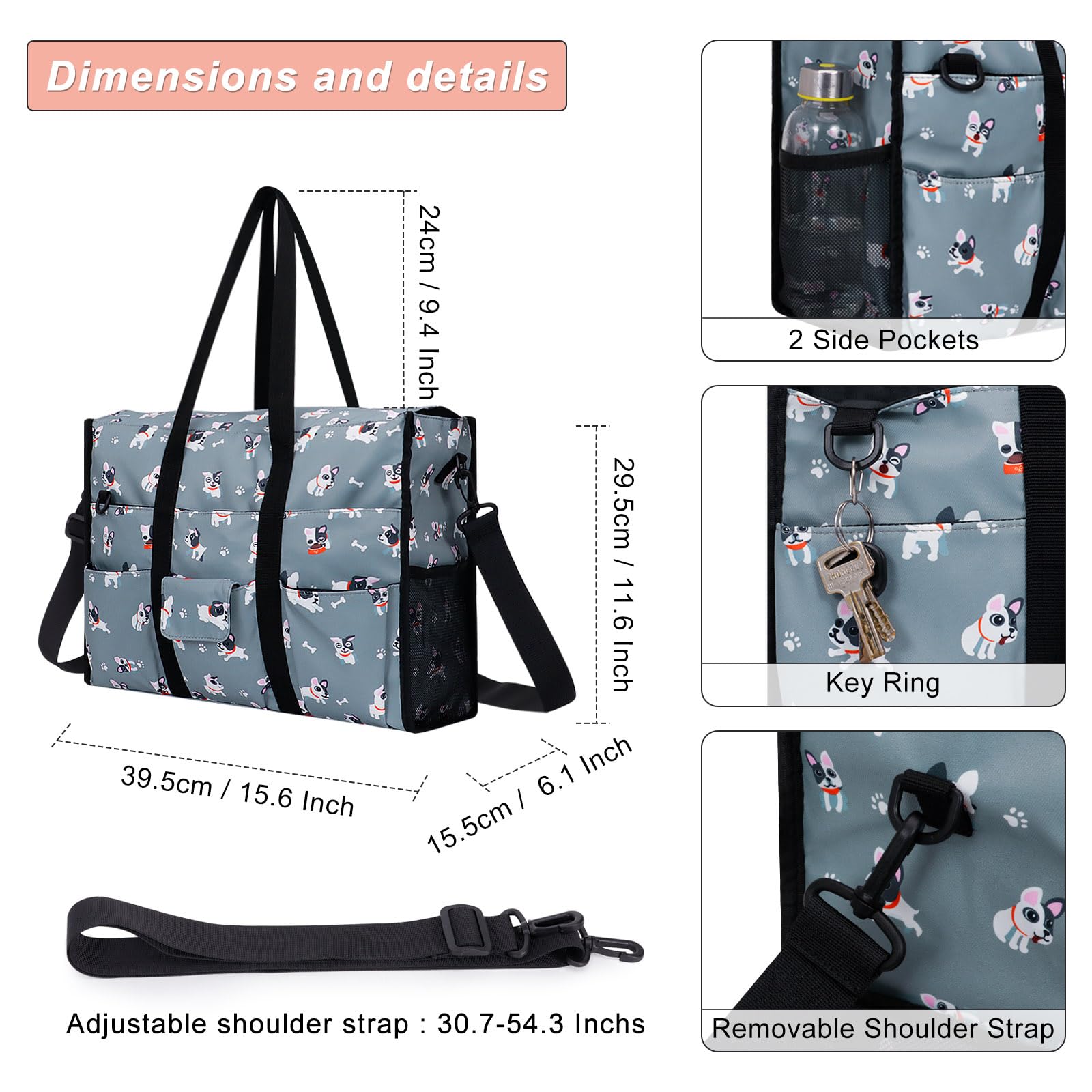 HUA ANGEL Borsa da Viaggio Donna Grande con tasche multiple Borsa Mare Donna XXL Famiglia Capacità Borse Tote per Weekender Sportiva Fitness Spiaggia