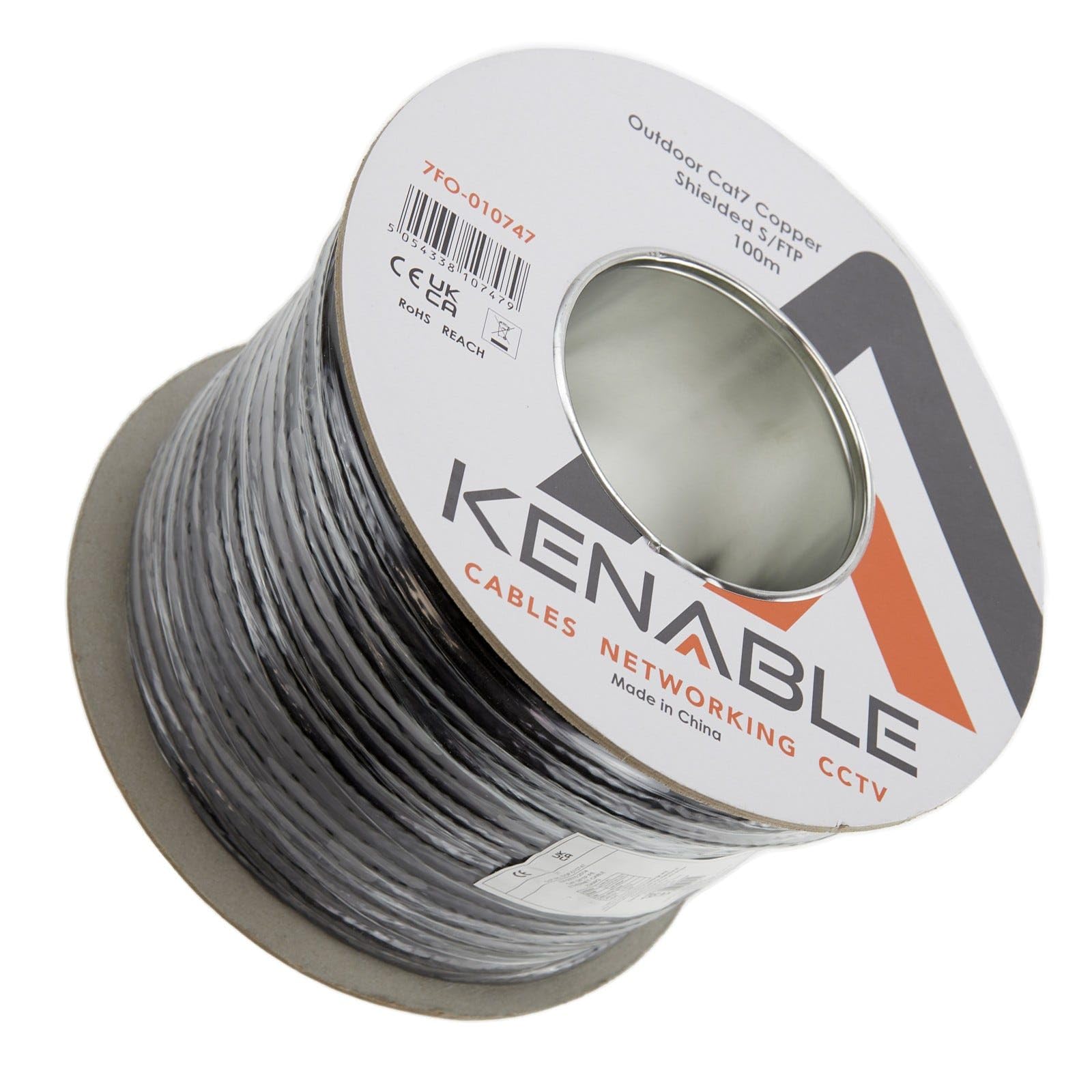 kenable Cable Ethernet Cat7 S/FTP Exterior Bobina 100 m [100 metros/100m] COBRE Puro Apantallado Resistente UV Negro