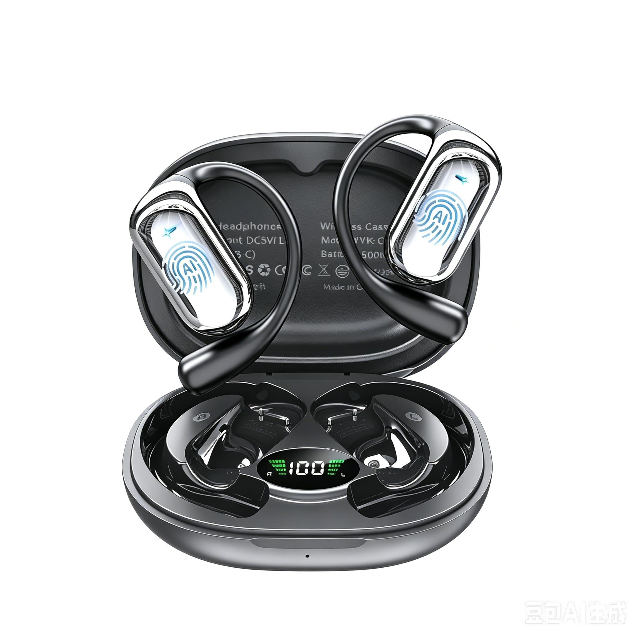 AI Cuffie Traduzione 4-in-1 in 188 Lingue Bluetooth 6.1 Auricolari Cuffiette Traduttore Istantaneo Vocale,Open Ear 60 ore Cancellazione Rumore ENC,IPX7 Traduttori Istantanei Vocali per Affari, Viaggi
