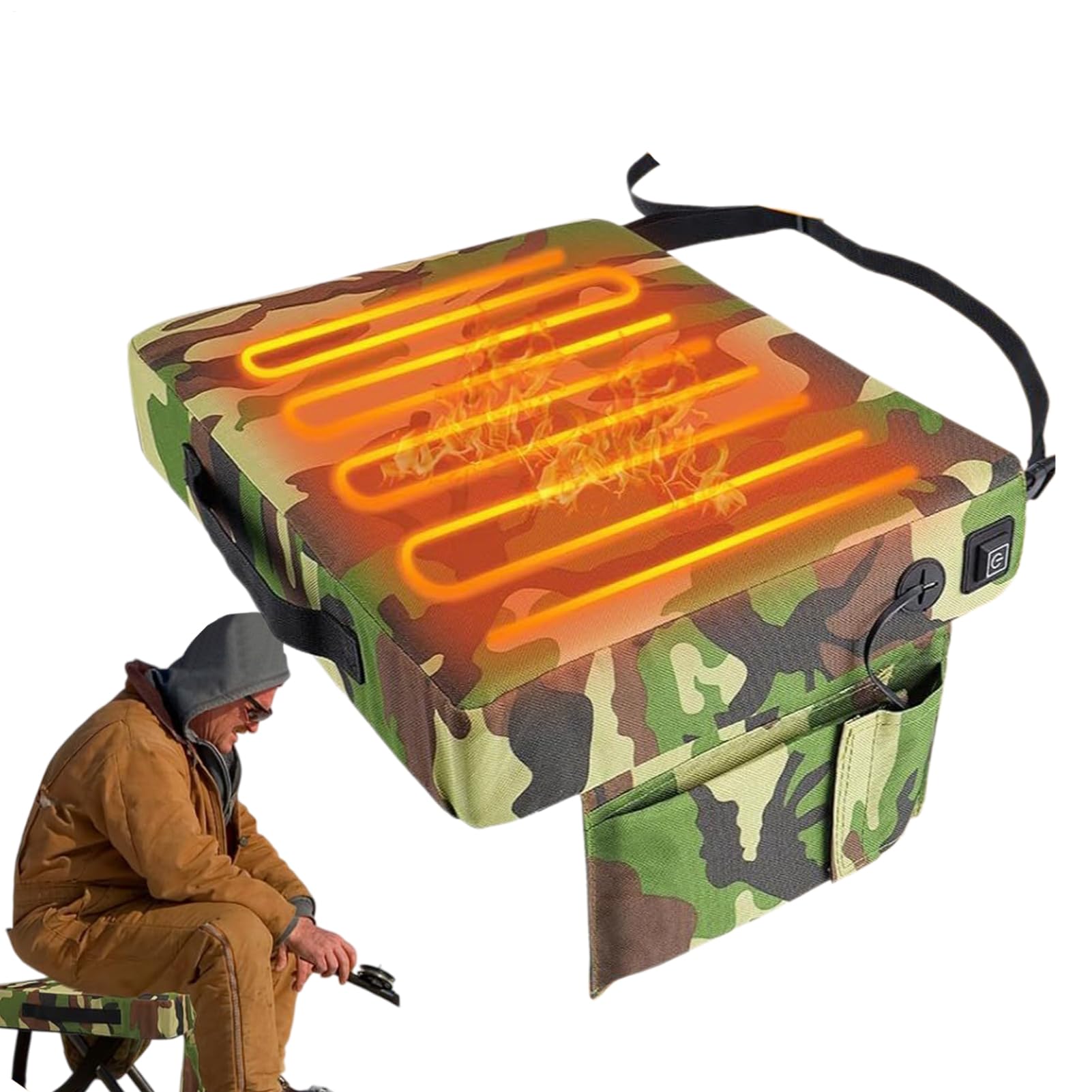 Coussin de siège chauffant - 40 x 32 x 7 cm - Tapis de camping en coton