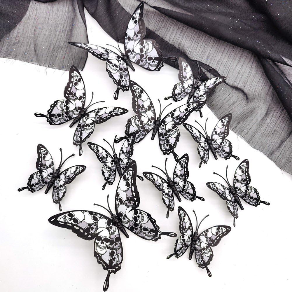 24 szt./zestaw Halloween motyl naklejki ścienne usuwalne 3d motyl naklejki na okno horror naklejka ścienna naklejka na imprezę wystrój
