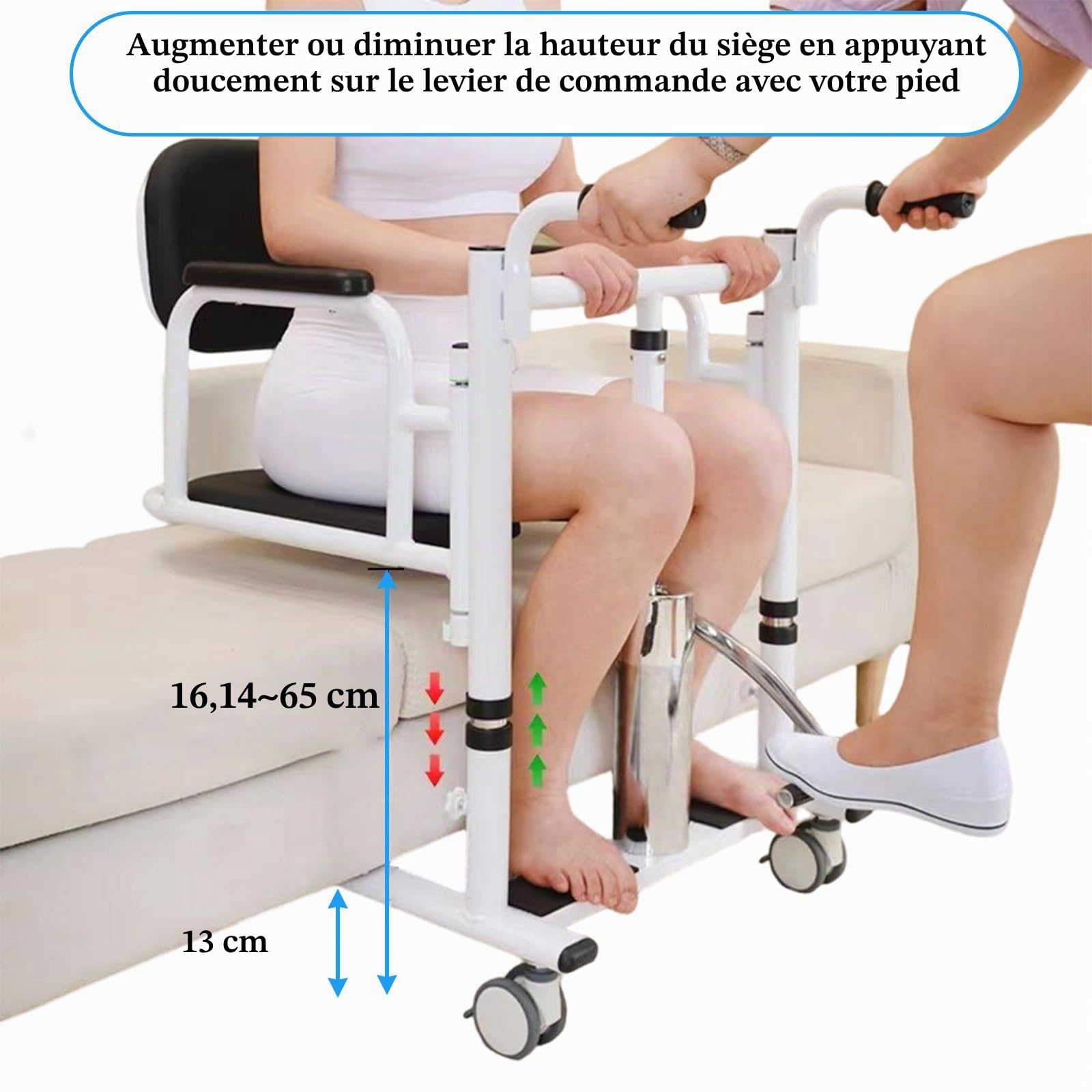 Elevador Chaise De Transfert Hydraulique, Hauteur RéGlable De L'Assise à La Verticale, Chaise PercéE Et Coussin D'Assise, du Lit Aux Toilettes/Salle De Bain/Voiture Orange