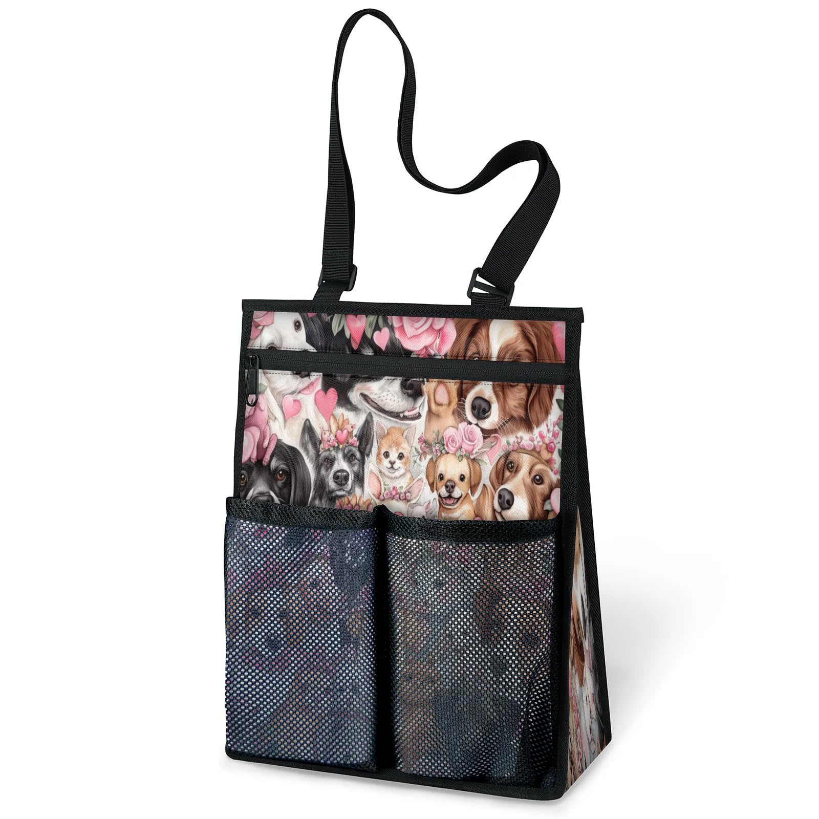 Ourtheme Dogs Cats Animals Portable Shower Bag for Travel Gym Camp Beach Tote Shower Caddy Bags Hanging Toiletry