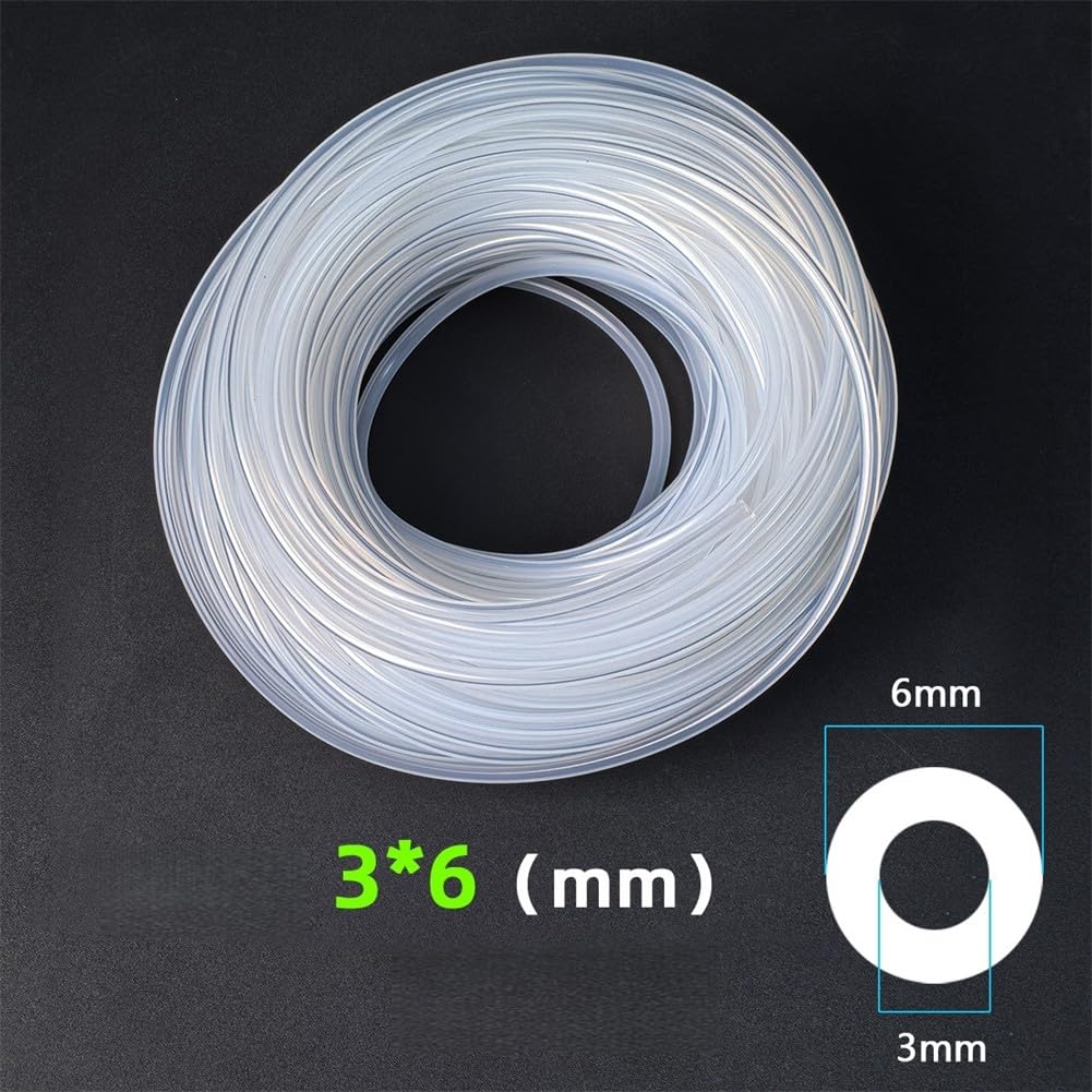 Tubo in silicone 3 x 6 mm 50 m per parti di ricambio per macchine da caffè, tubo flessibile ad alta temperatura per uso alimentare per linee di latte e acqua, compatibile con macchine da caffè