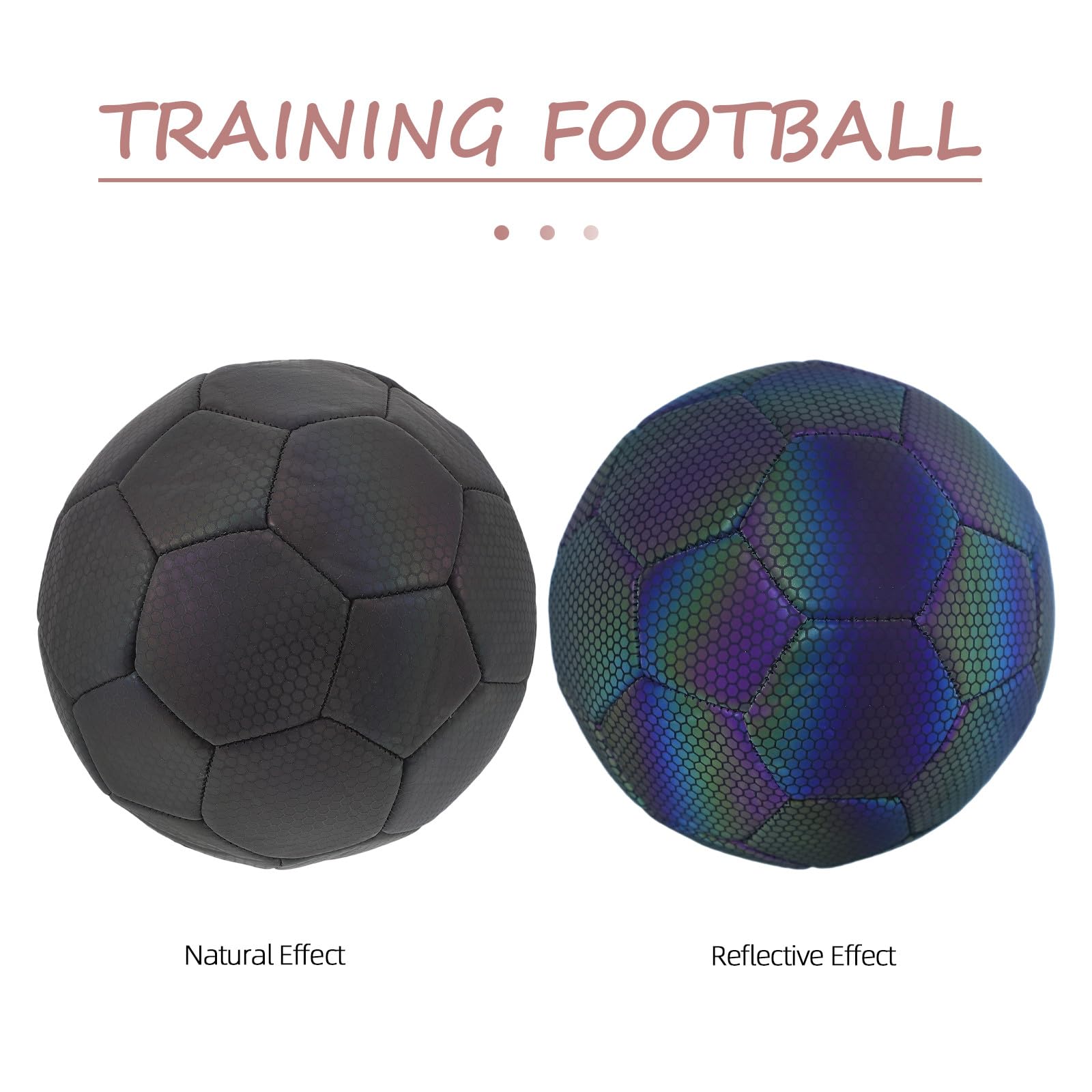 Angoily Pallone da Calcio Riflettente Olografico N.5 Luminoso per Allenamento e Partite, Resistente per Uso Interno ed Esterno, e Ragazzi
