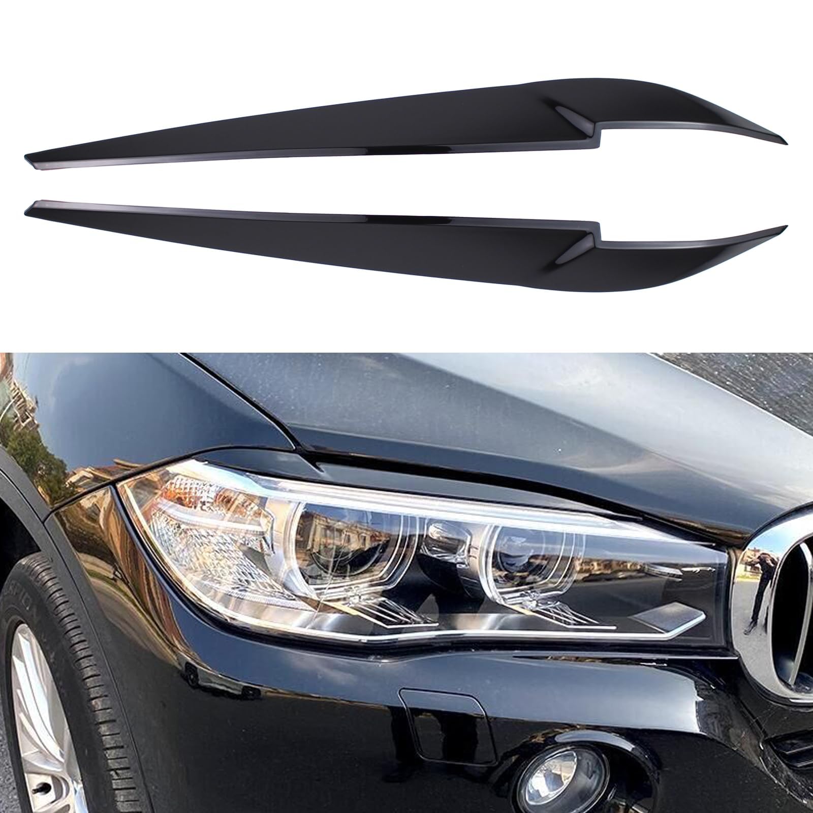 WENINETIES Auto Headlight Eyebrows for X5 F15 2013-2018, Vehicle Headlamp Eyelids Aerodynamic Scratchproof External Modification Parts