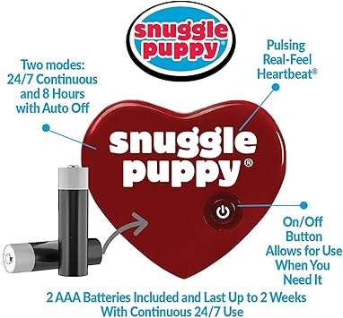 Snuggle Puppy Original Heartbeat Puppy Toy with Real-Feel Pulse & Heat Pack, Calming Sleep Aid for Puppy Anxiety, Crate Training, First Nights & New Puppy Transition - Biscuit Plus 6 Heat Packs