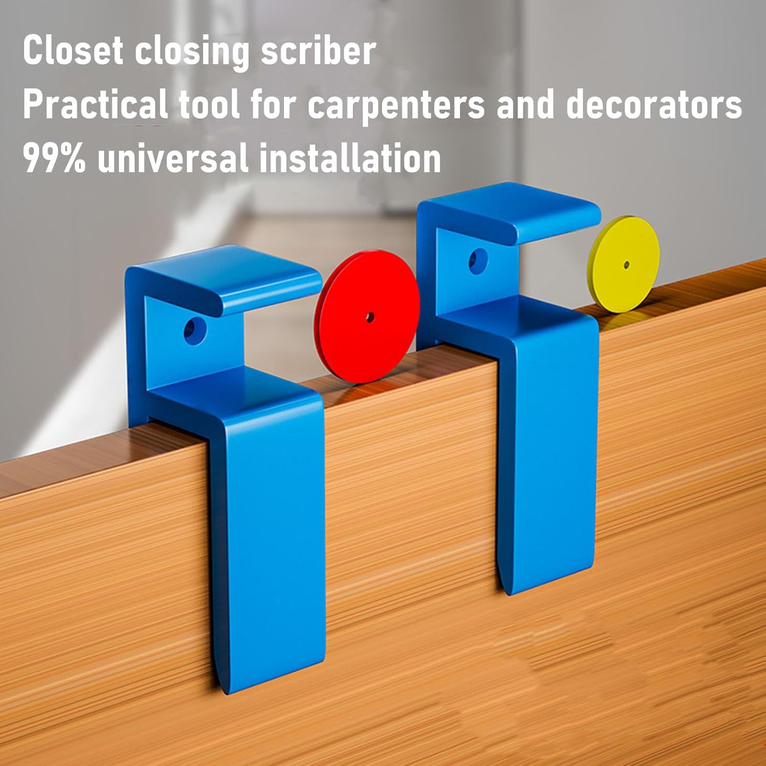 Woodworking Jig Set, Efficient Direct Marking Carpentry Tool, Panel Scribing Clamp with 4 Pencils and 4 Round Pieces for Scribing Filler Toe Kicking Ceiling and Cabinet