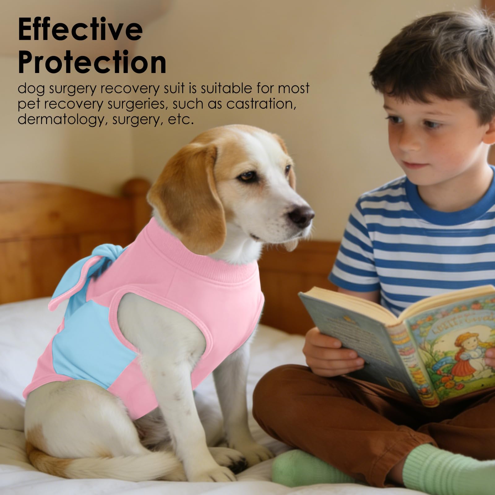 ASENKU Vêtement de Récupération Chirurgicale pour Chien - Body Post Opératoire Confortable après Stérilisation,Opération du Ventre,Adjustable,Respirant et Lavable - Alternative au Collier Élisabéthain