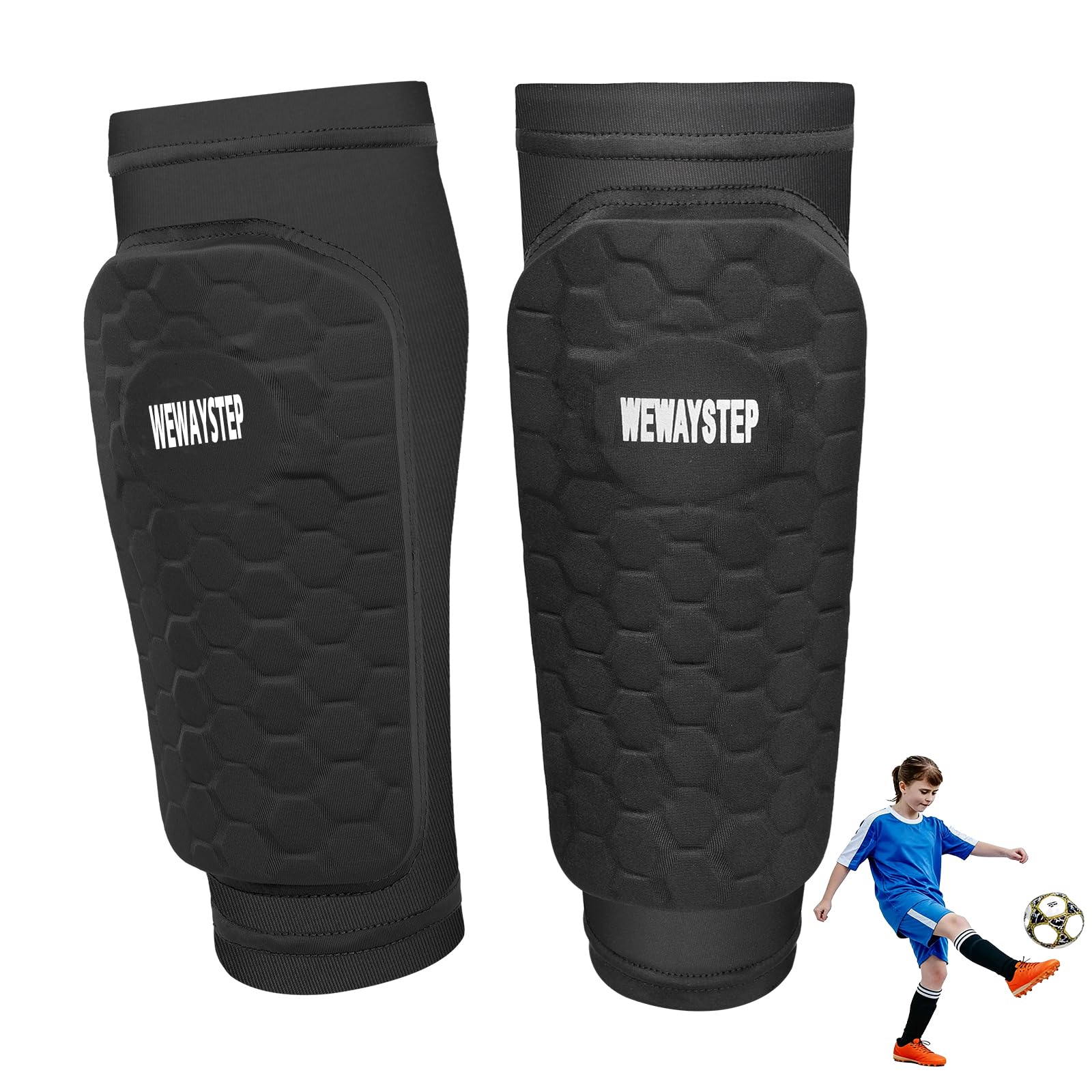 Ginocchiere da calcio per bambini, ragazzi e adulti, ginocchiera parastinchi con nido d'ape, leggera, parastinchi per calcio, baseball, boxe, MTB