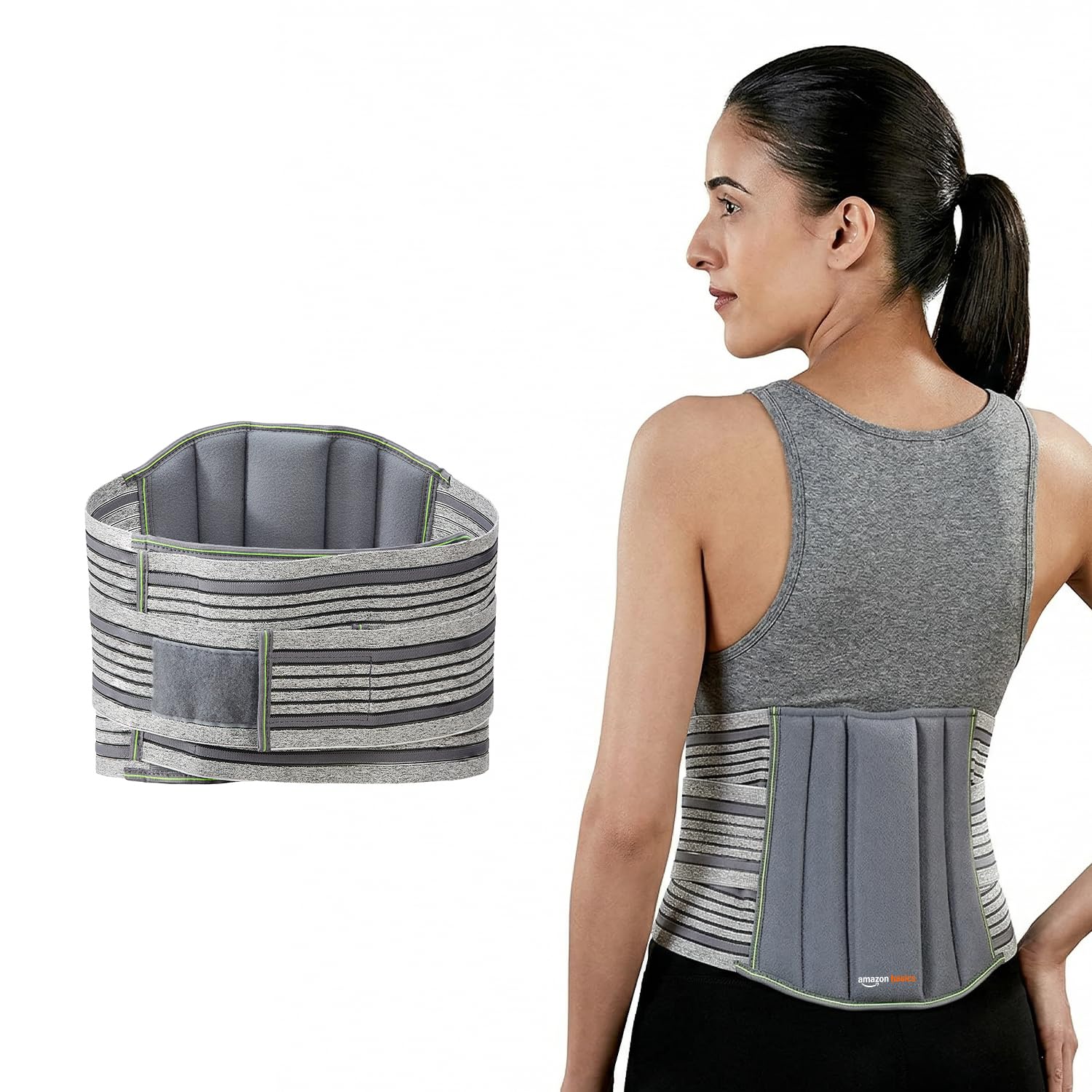 Amazon Basics Lumbar Sacral Belt | Adjustable Back Support for Lower Back Pain & Muscle Spasms | Breathable Compression for Lifting, Sitting & Daily Use | Men & Women | Large-image-11
