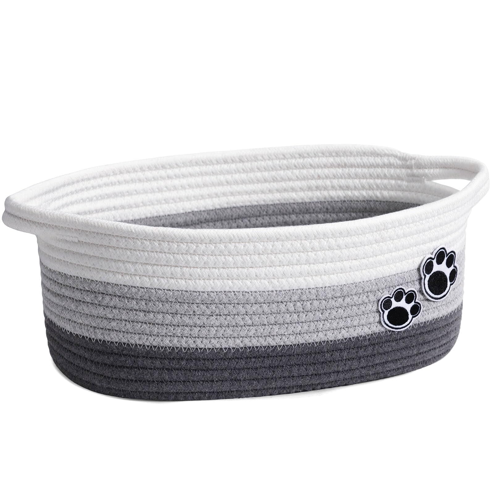 TIMEYARD Hundespielzeugkorb, Niedlicher Geflochtener Korb für Regale, Dekorative Aufbewahrungskörbe aus Seil für Kinderzimmer, Babygeschenkkörbe für Windeln, 30 x 20 x 13 cm, Grau