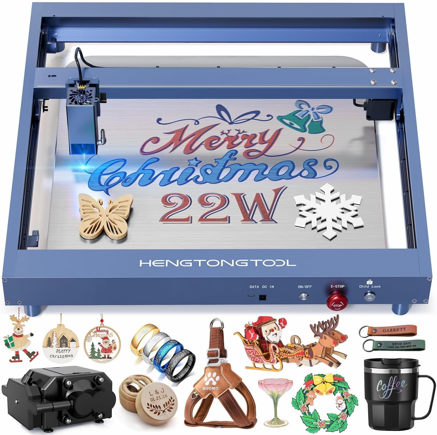 TD6 2200mW Laser Engraver (Adjustable Air Assist),Laser Cutting and Engraving Machine, DIY Carving Tool for Metal/Glass/Wood Carving, 15.75 “x15.75”