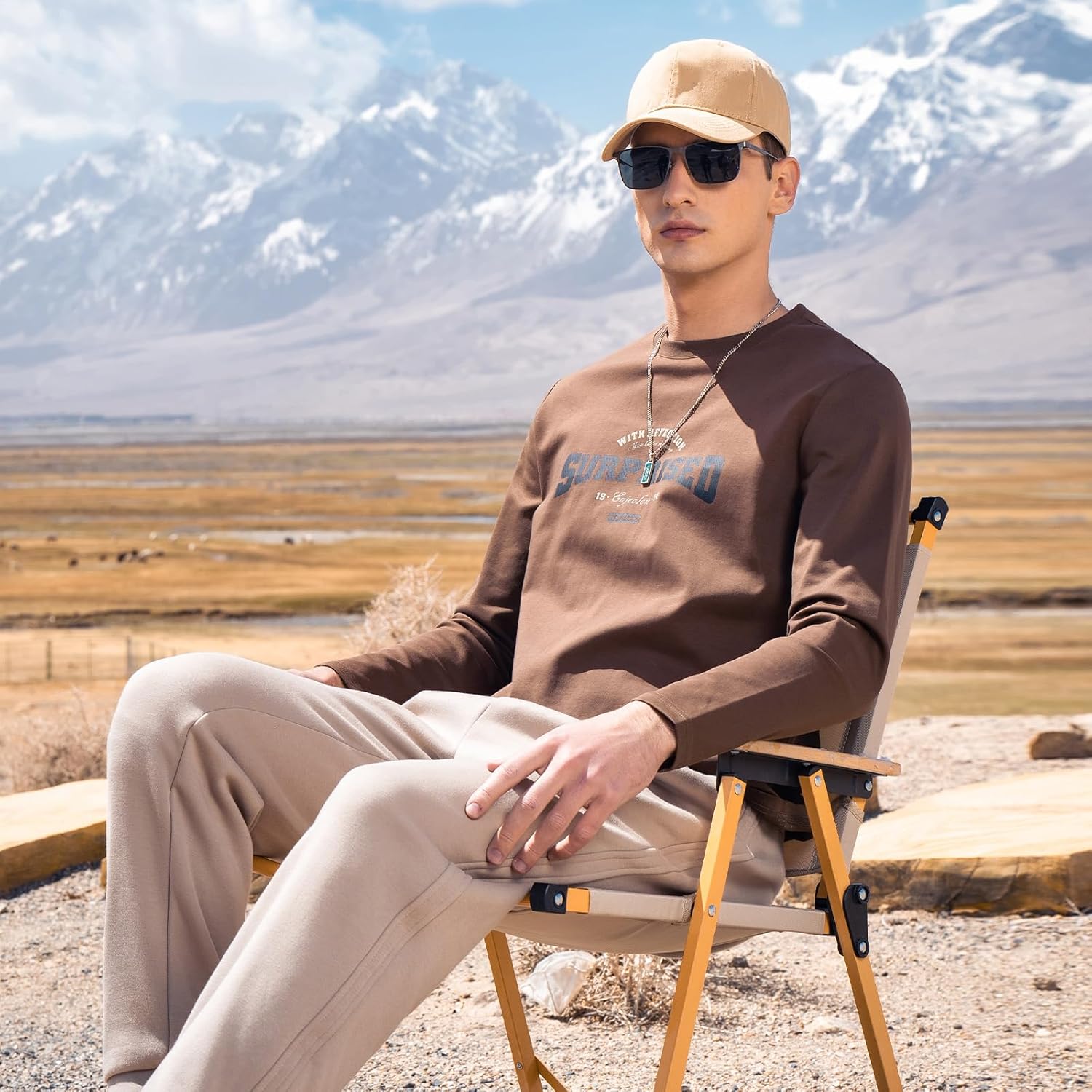 Heavy-Duty Pure Cotton Casual Long Sleeved T-Shirt for Men's Autumn Fashion Brand Contrasting Color T-Shirt - Image 5