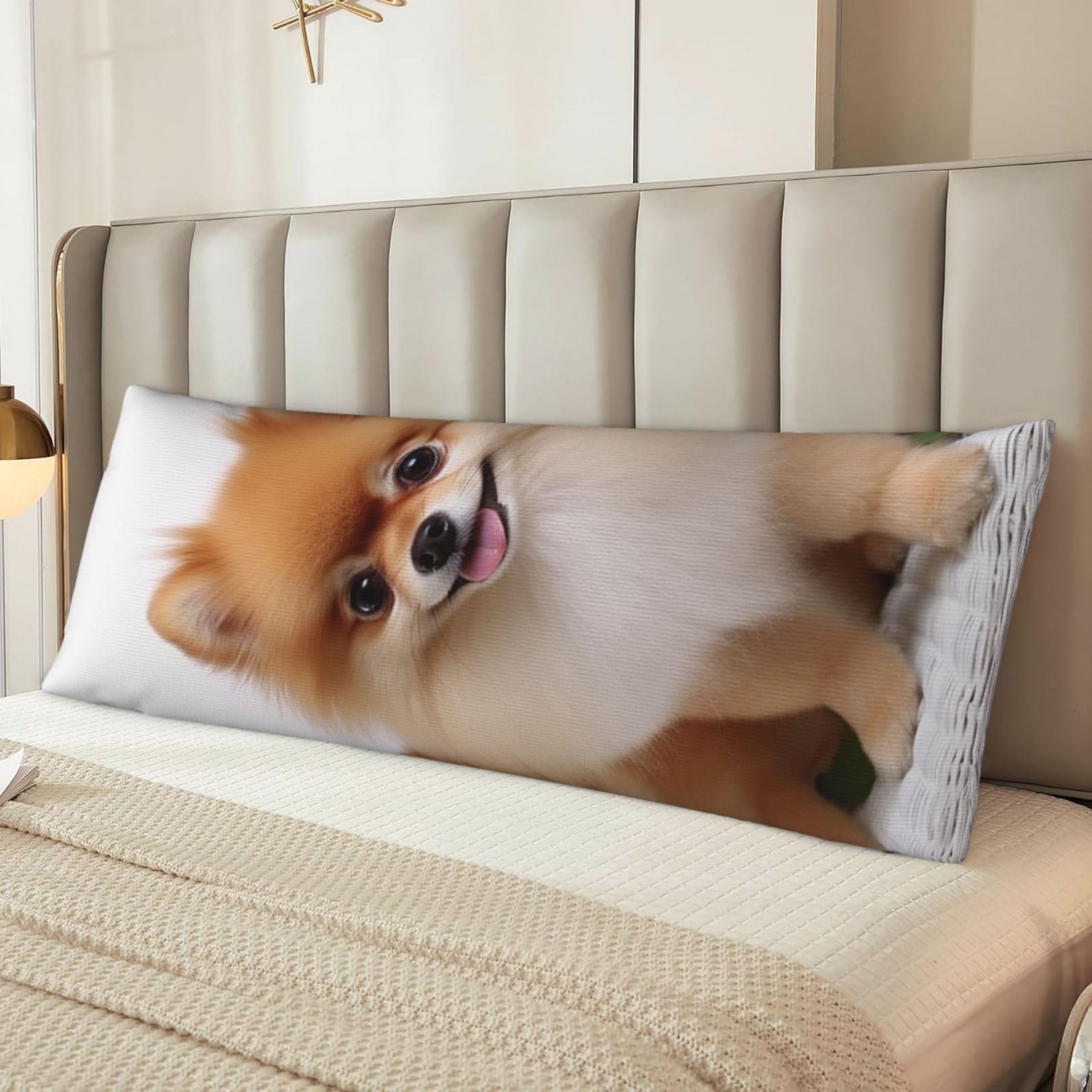 Cute Pomeranian Body Pillow Case Cover, Microfiber Long Pillow Cases, Ultra Soft and Cozy Plush Body Pillowcase Decorative Long Bed Pillow Cover for Sleeping 20x54 Inches
