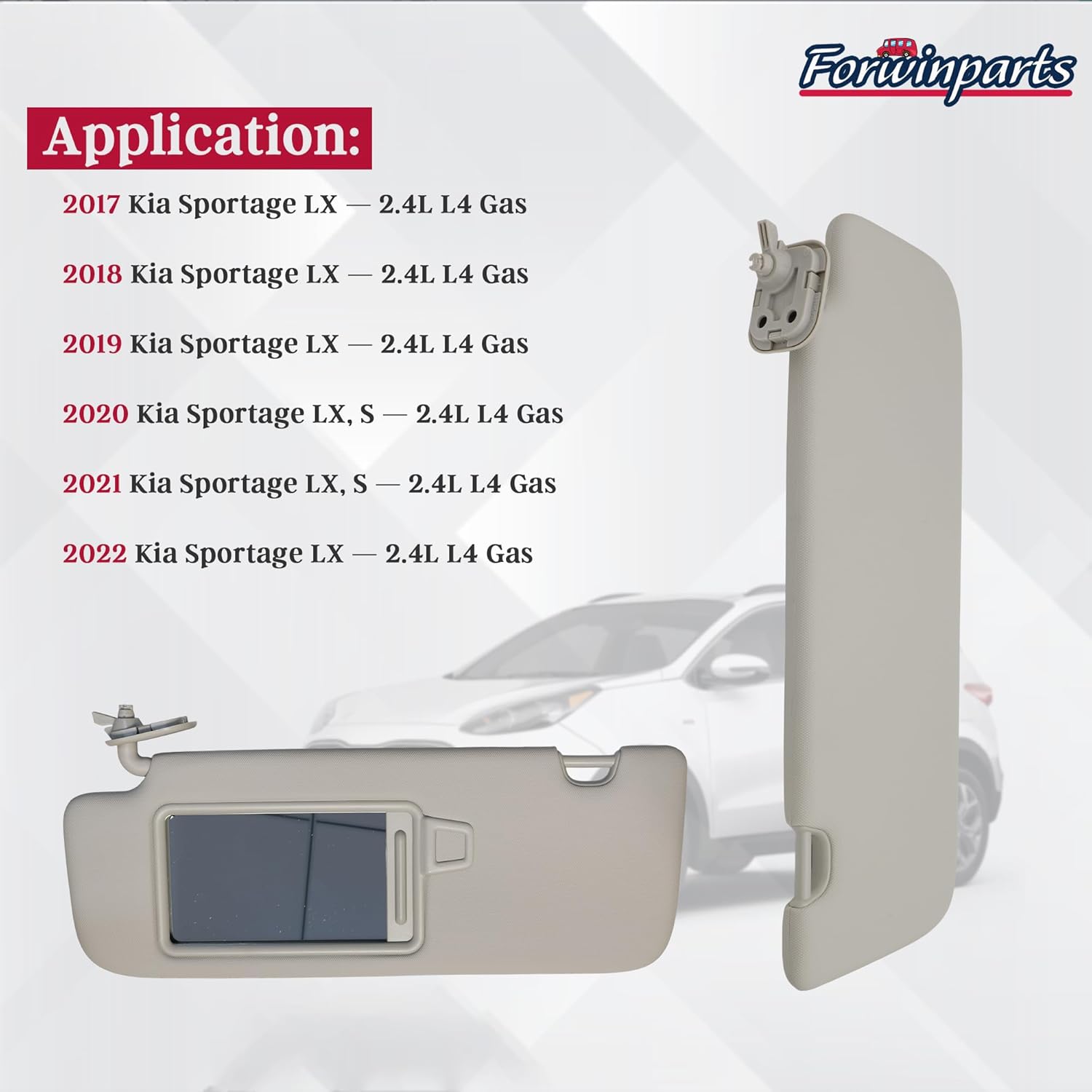 85210-D9110ED 85210-D9110 Front Left Drive Side Sun Visor for Kia Sportage LX 2017 2018 2019 2020 2021 2022 with Clear Gray Without Sunroof