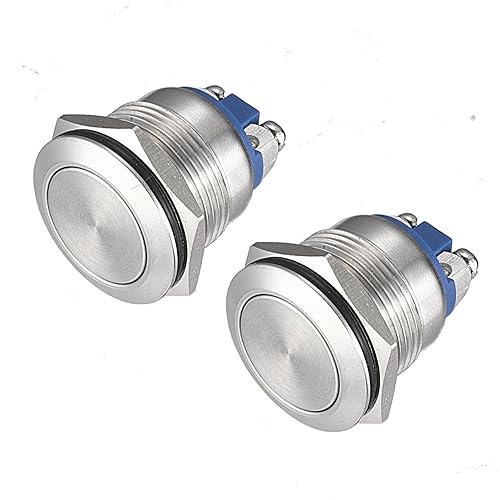 Miniatura 2 de 1 interruptor de botón momentáneo de cabeza de hongo de 0.79 pulgadas + 2 interruptores de botón momentáneo de 0.79 pulgadas (sin LED)