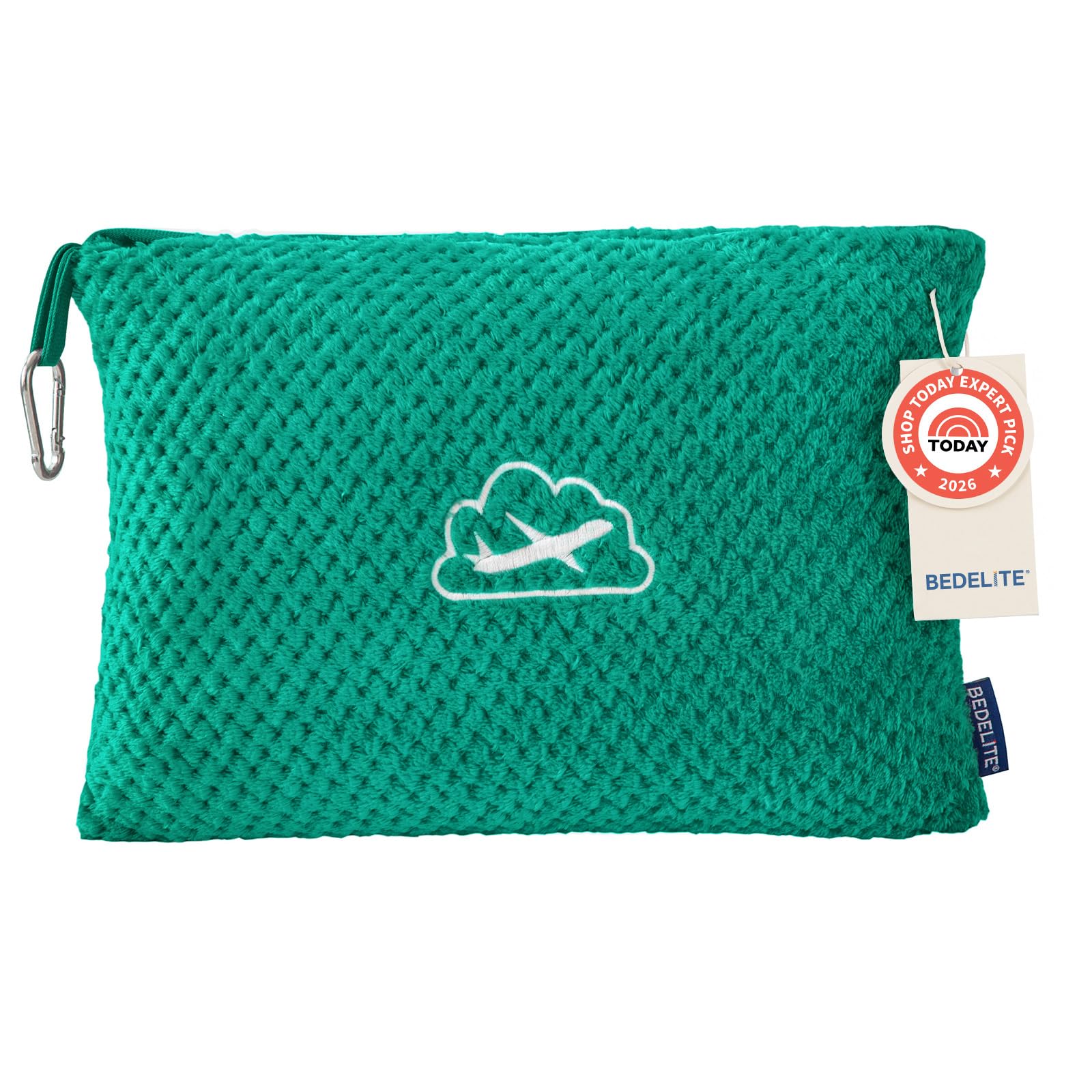 BEDELITE Travel Blanket with Bag, Ultra-Soft Jacquard Fleece Blanket with Luggage Sleeve & Backpack Clip, Airplane Blanket Travel Essentials, Teal-image-8