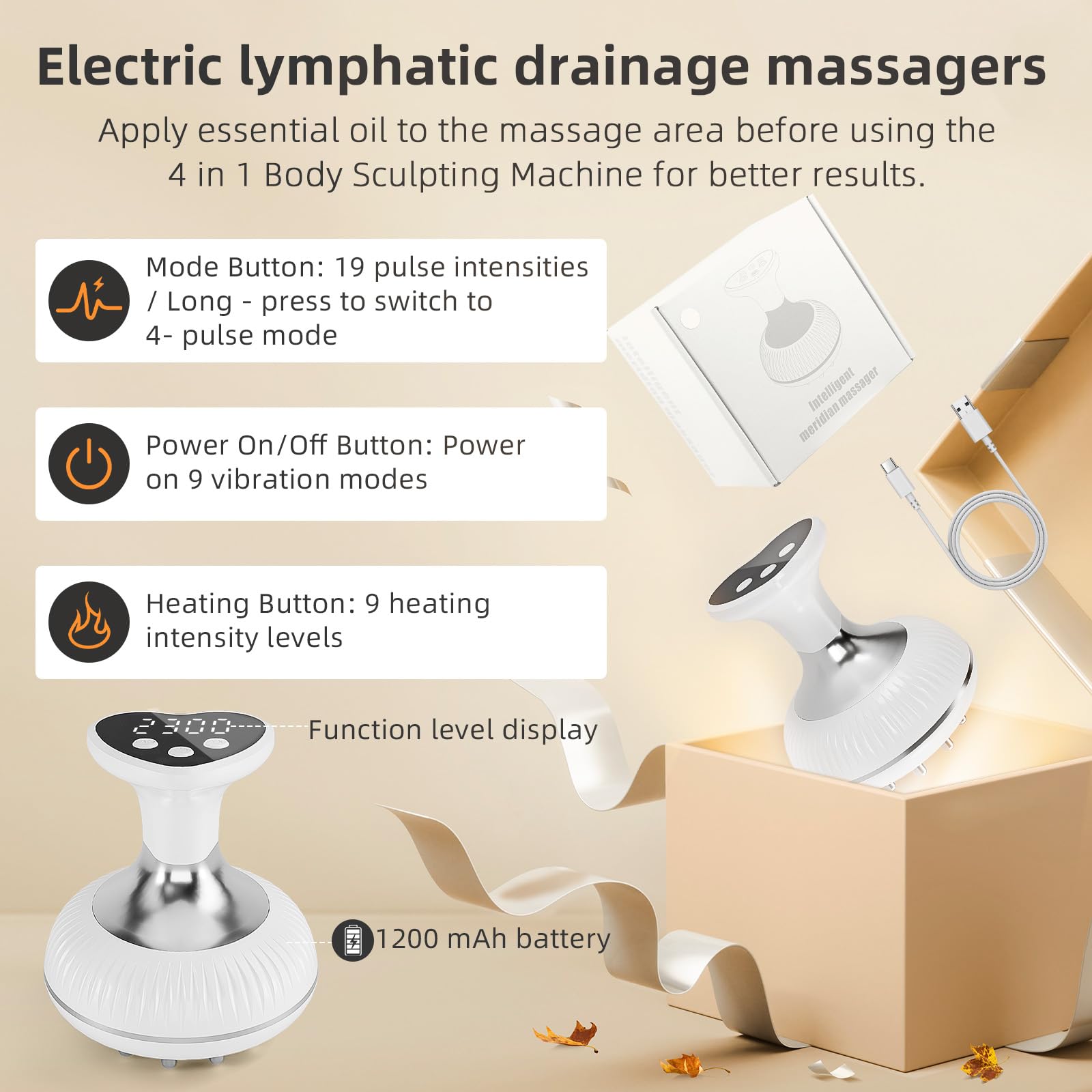 Massaggiatore per drenaggio linfatico, strumento elettrico per massaggio anticellulite, aiuta a ridurre smagliature e cellulite, per gambe, braccia, pancia, macchina per scolpire il corpo con