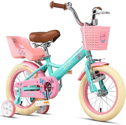 Glerc Sasha - Bicicleta para niñas, de 12 a 20 pulgadas, para niños de 2 a 13 años, estilo retro vintage con asiento de bicicleta para muñecas,