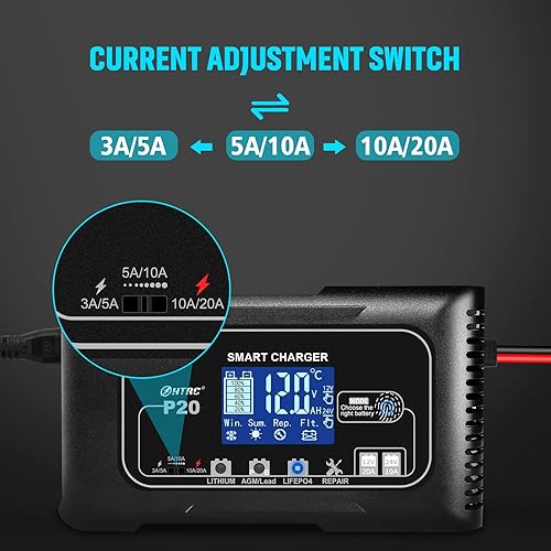 Miniatura 4 de Cargador de Batería Inteligente 20A 12V/24V Completamente Automático Mantenedor, Cargador de Goteo/Desulfatador con Protección contra Sobrecarga