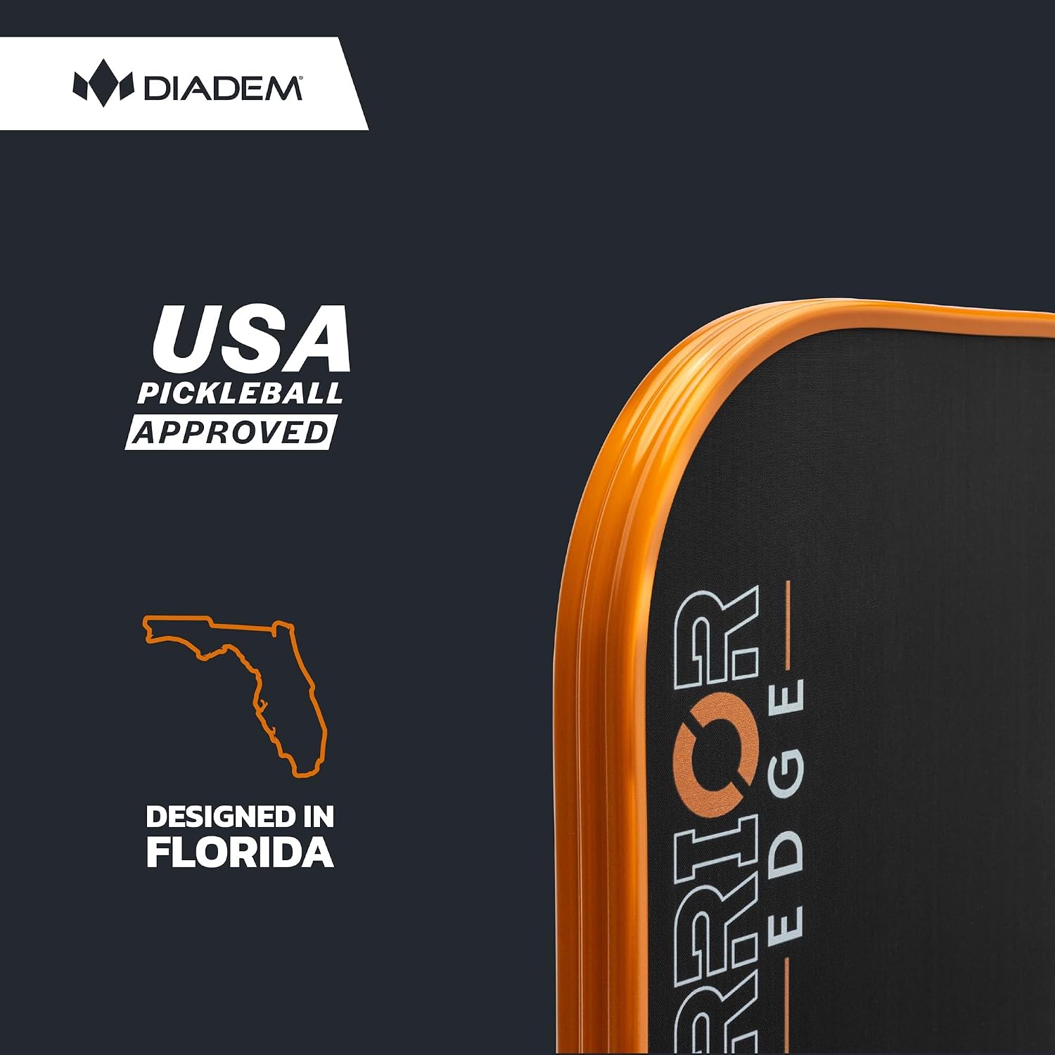 Diadem Warrior Edge Pickleball Paddles | Etched Carbon Face for Max Spin, 16mm Aero Guard, Comfort Max Grip, 16mm Honeycomb Core, Midweight 8oz | Indoor/Outdoor | USAPA Approved