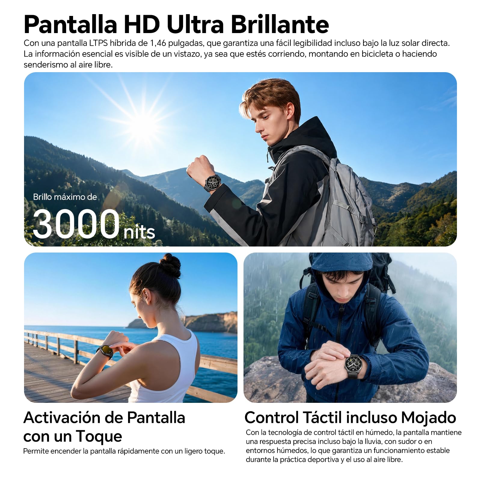 HONOR Watch 6, Reloj Inteligente Pantalla AMOLED 1,46", Batería 35 Días, Resistente al Agua 5ATM IP69, Modos Fútbol y Bádminton, Monitorización de Salud Todo el Día, Compatible con Android iOS