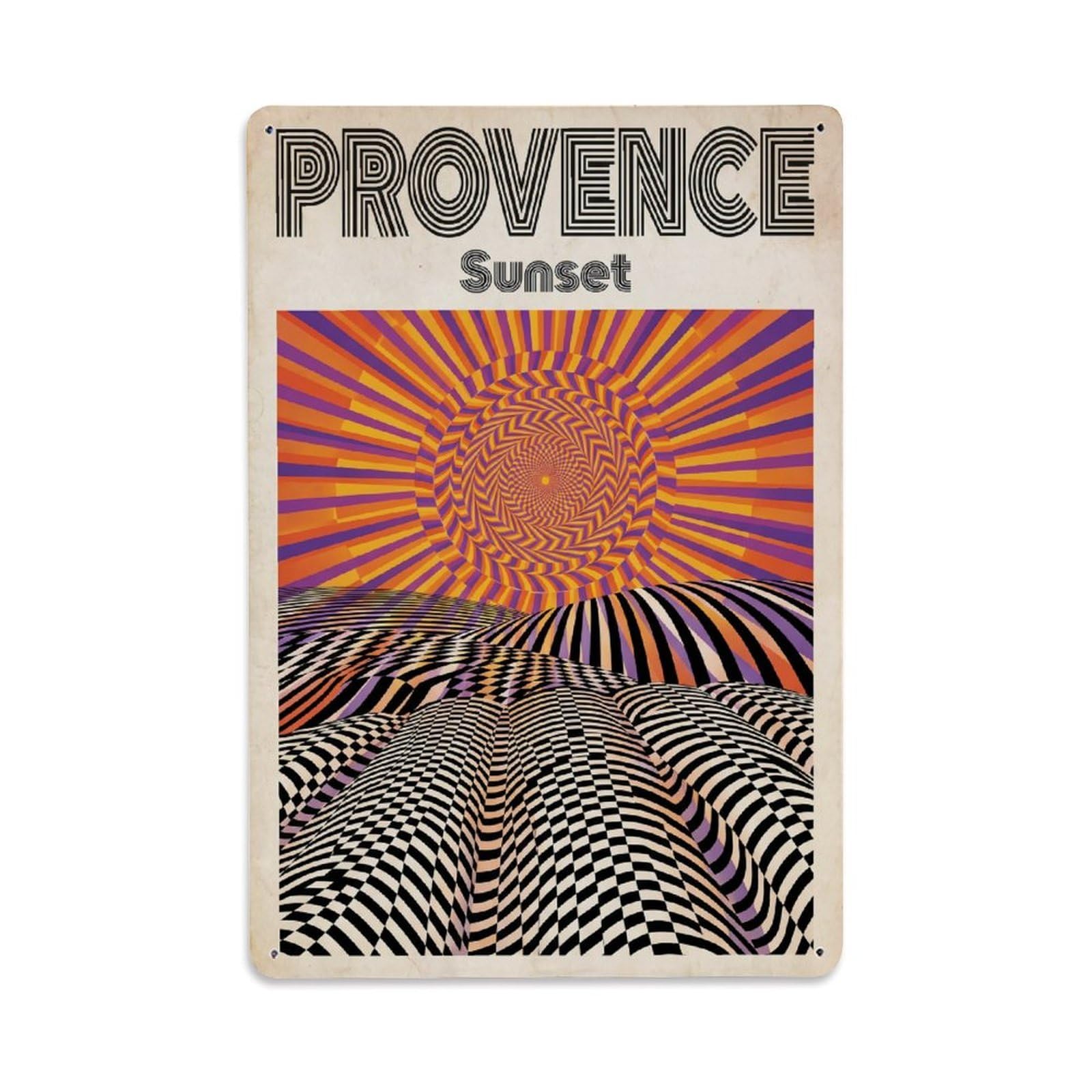 Gead 8X12inch Style Vintage Travel Provence Fields Sunset Metal Tin Sign
