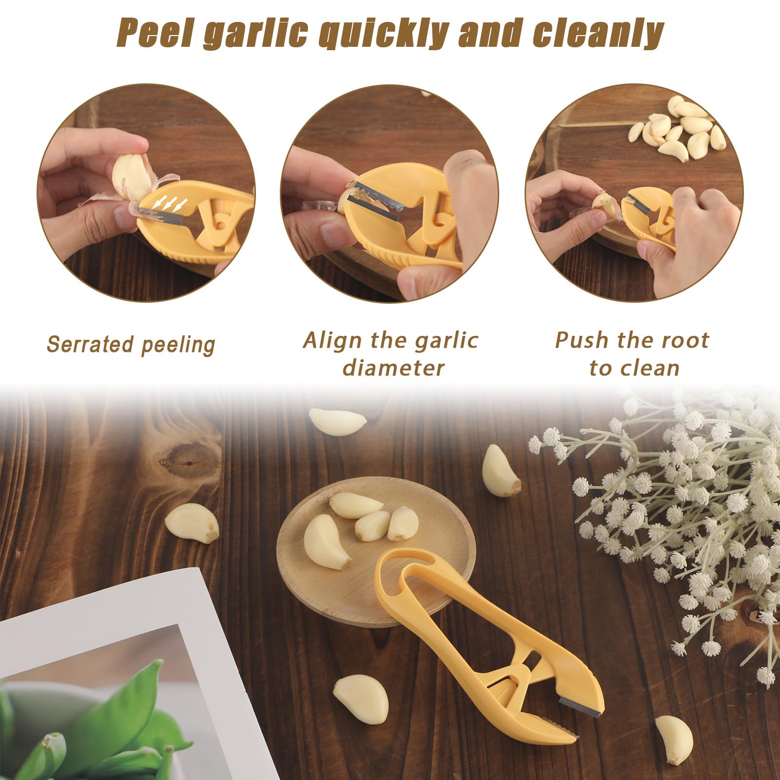 2 peladores de ajos, pinzas de ajo con agujero para colgar, clips de pelado manual, herramientas de cocina simples y fáciles de multiusos para evitar el olor en tus manos (naranja) 6