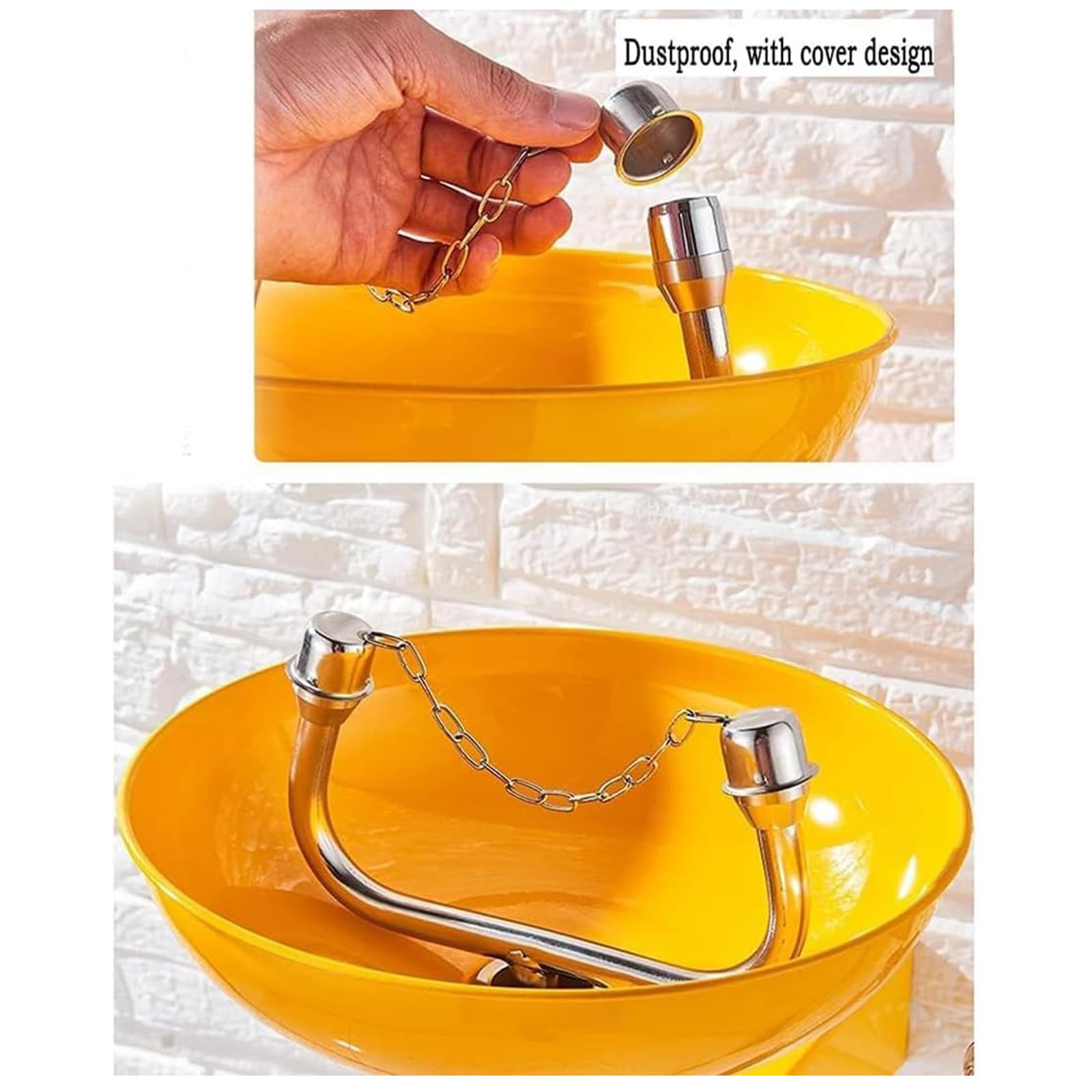Station de lavage des yeux d'urgence murale avec plaque de poussée lumineuse, débit réglable pour laboratoire, usine, école