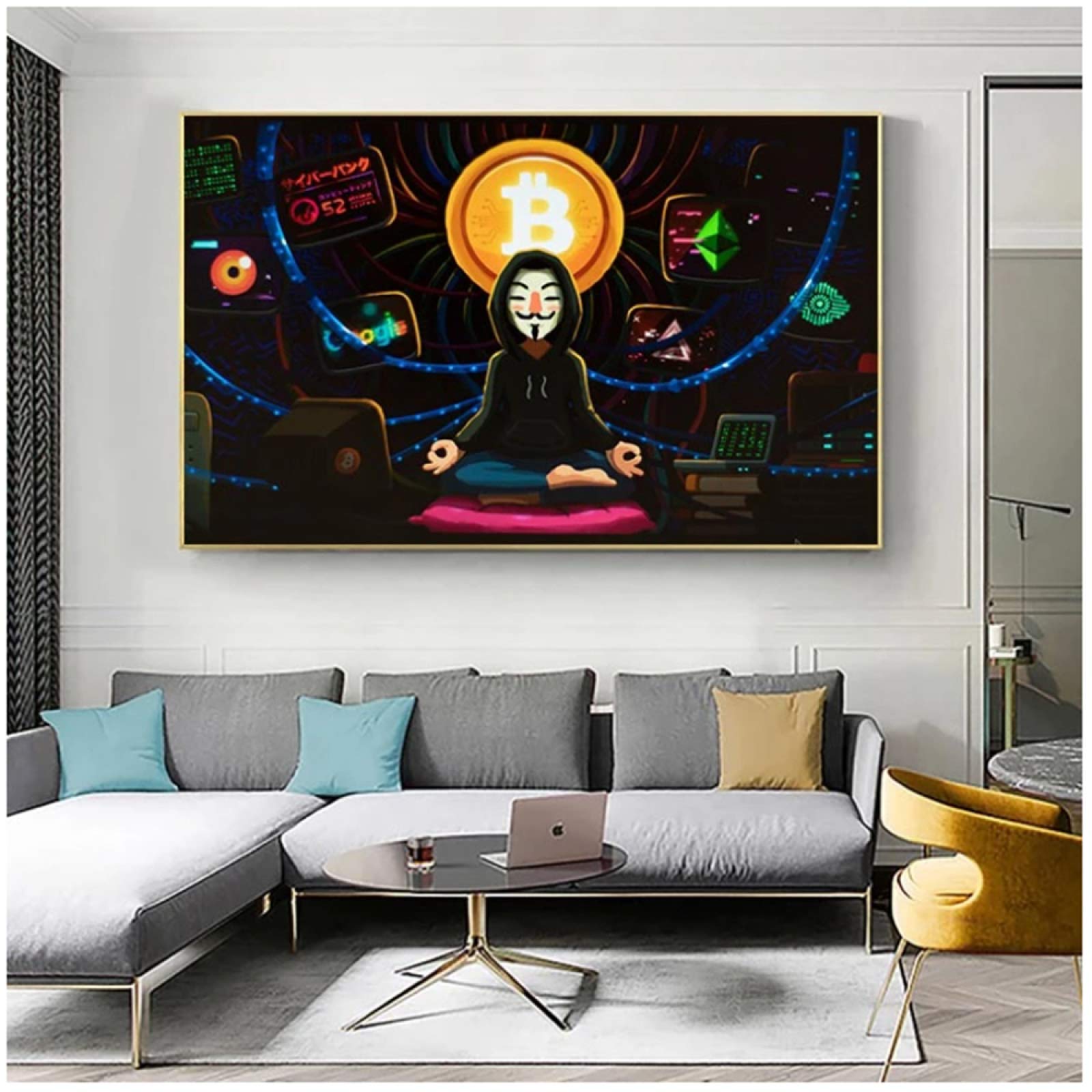 Decorative Painting Bitcoin Anonymous Meditation Art Painitngs Wall Art  Posters and Prints Modern Art Pictures Home Decor : Amazon.de: Home &  Kitchen
