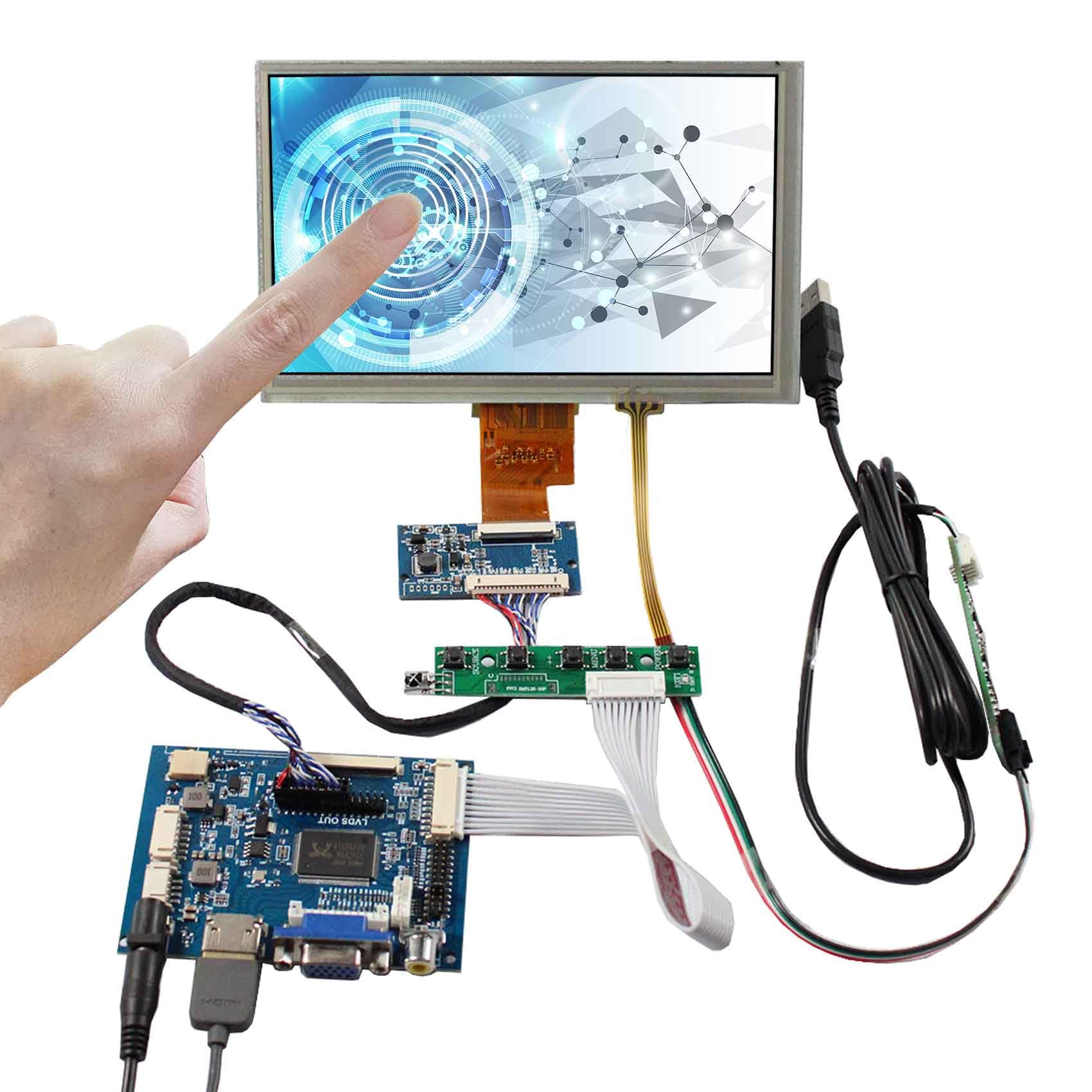VSDISPLAY Pantalla LCD táctil de 7 pulgadas 1024 x 600 250 nits, con placa VGA H/D